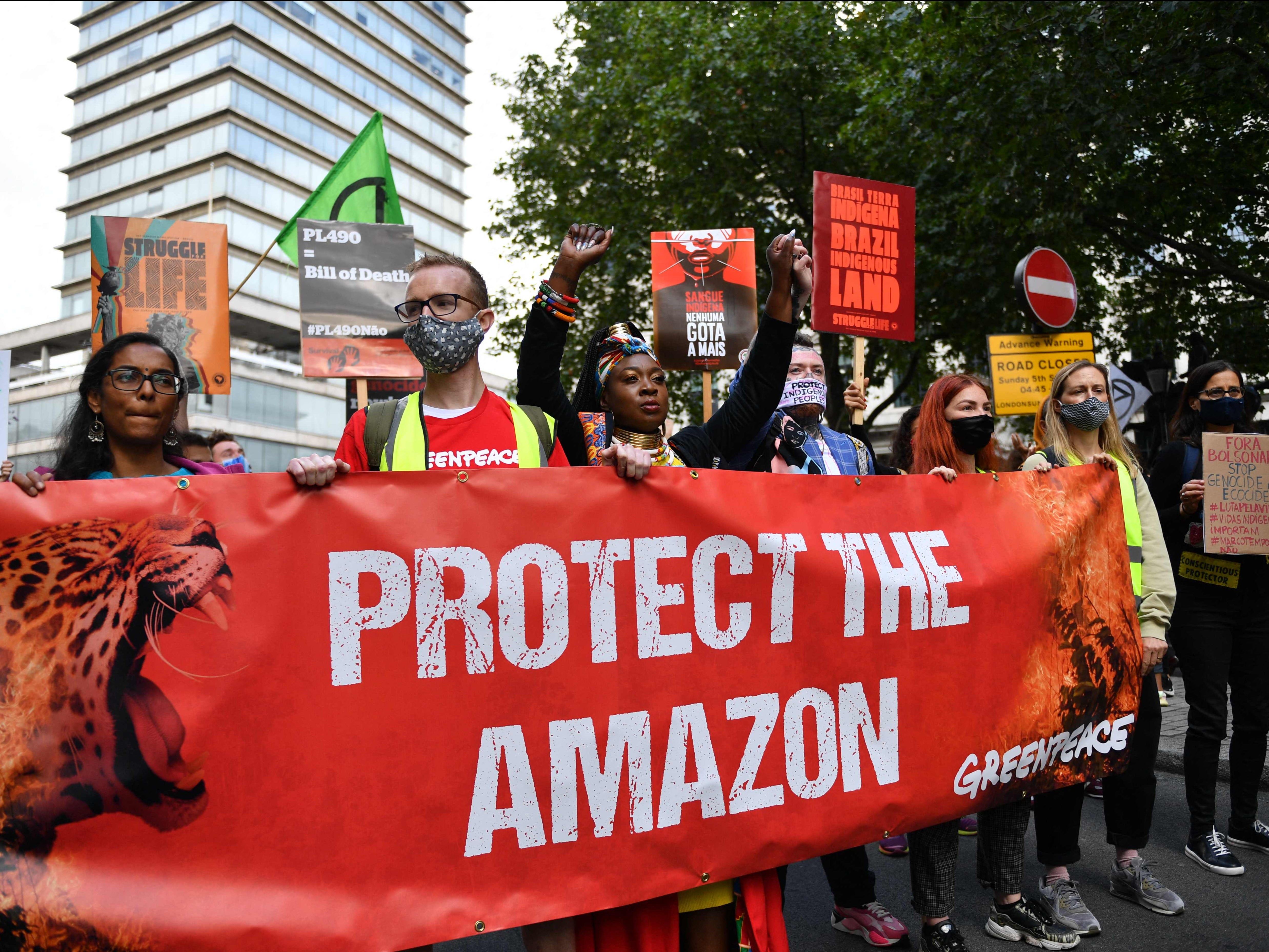 Activists from Greenpeace and other organisations joined XR protesters outside the embassy