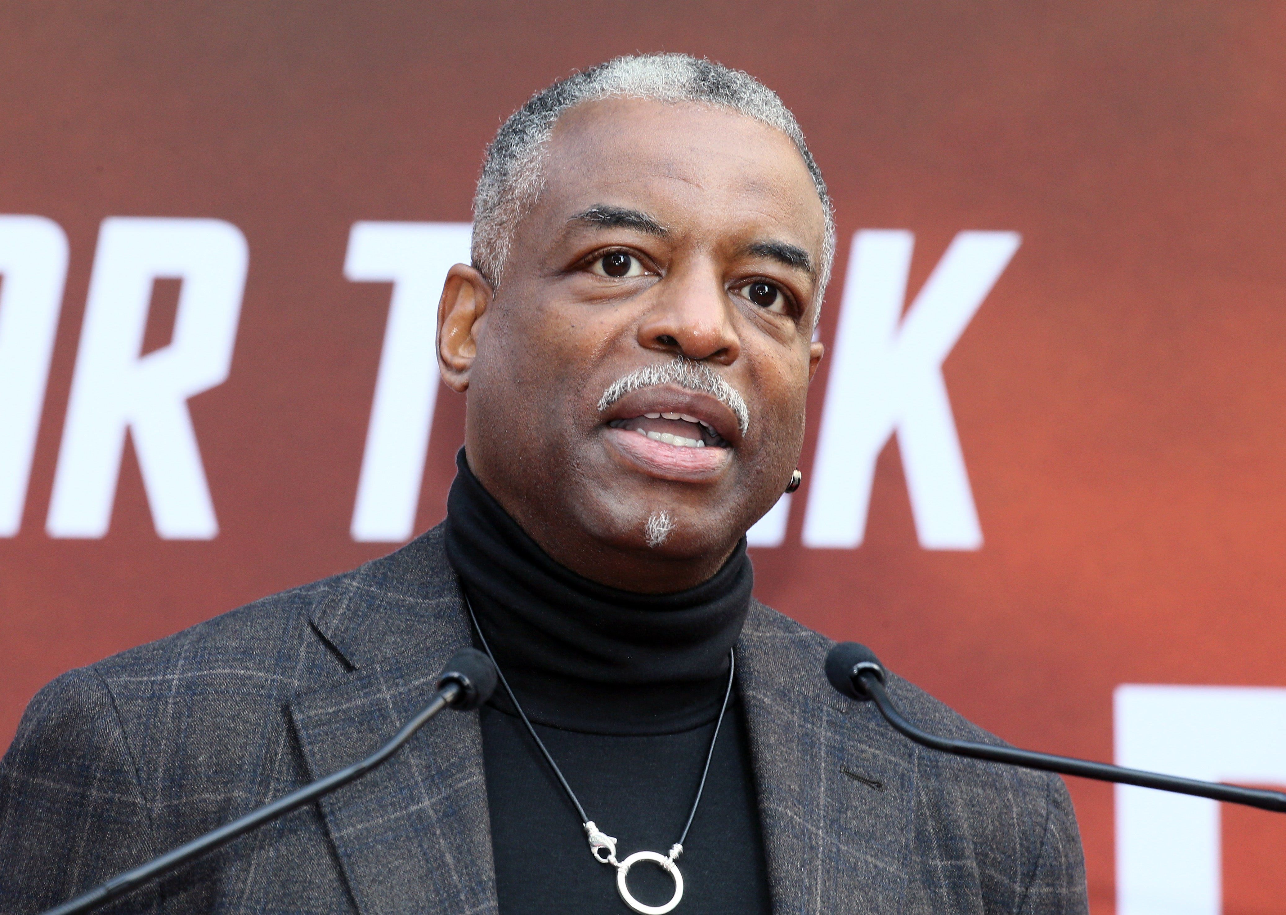 LeVar Burton attends a ceremony for Sir Patrick Stewart placing his handprints and footprints in cement at TCL Chinese Theatre on 13 January 2020 in Hollywood, California