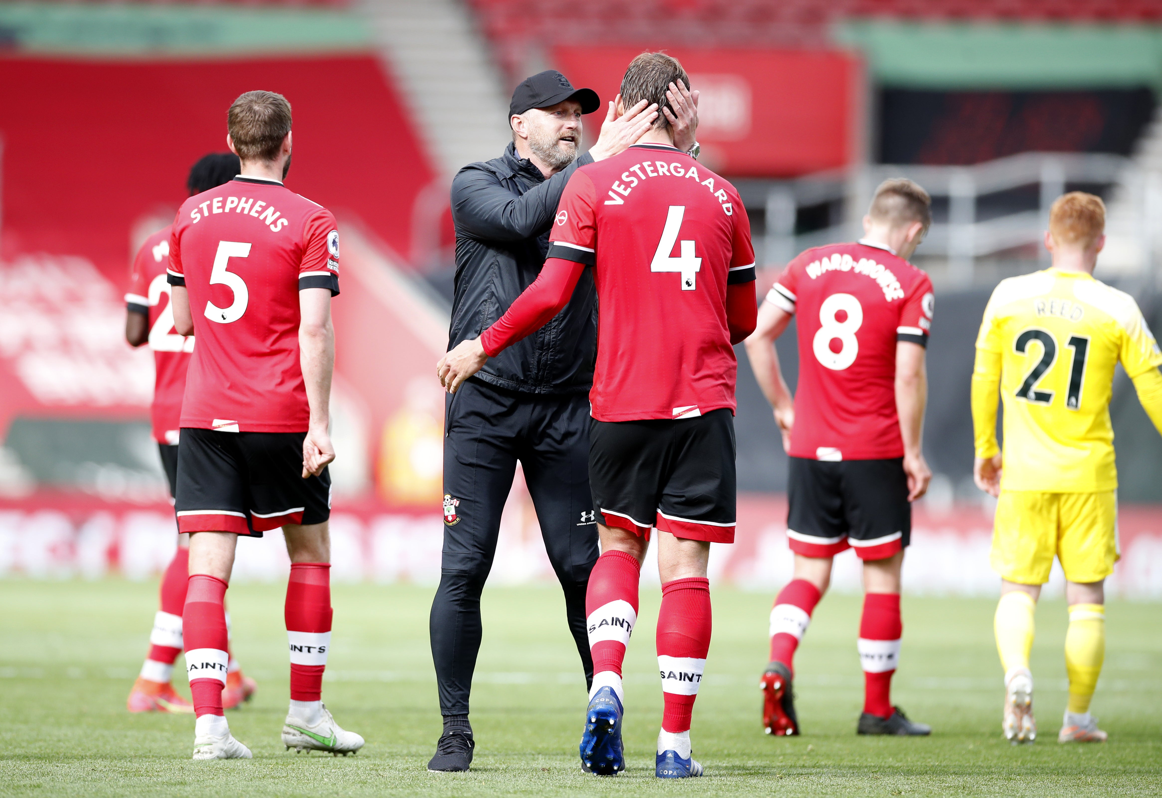 Ralph Hasenhuttl has replaced Jannik Vestergaard (Peter Cziborra/PA)