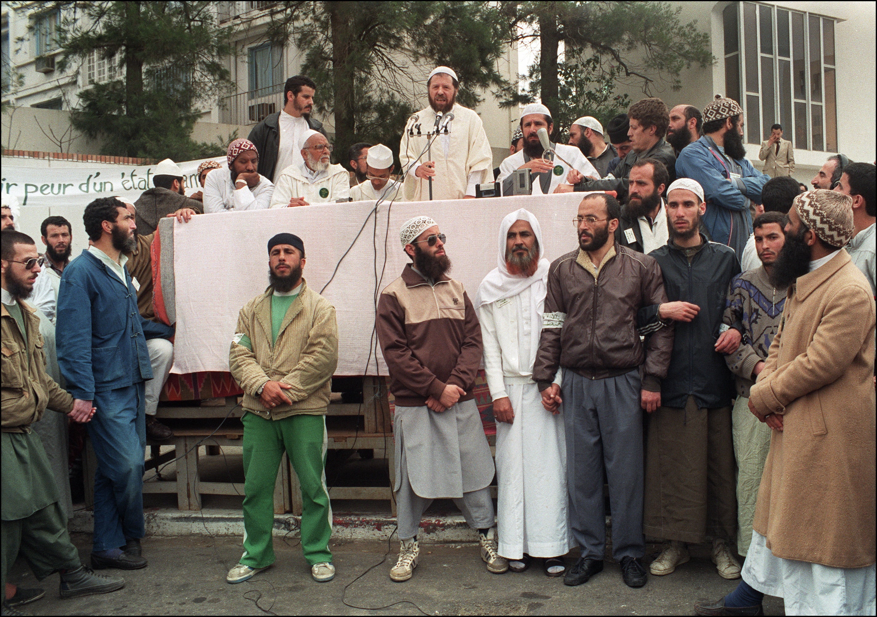 Founders of the Islamic Salvation Front in an electoral campaign rally in April 1990 in Algiers