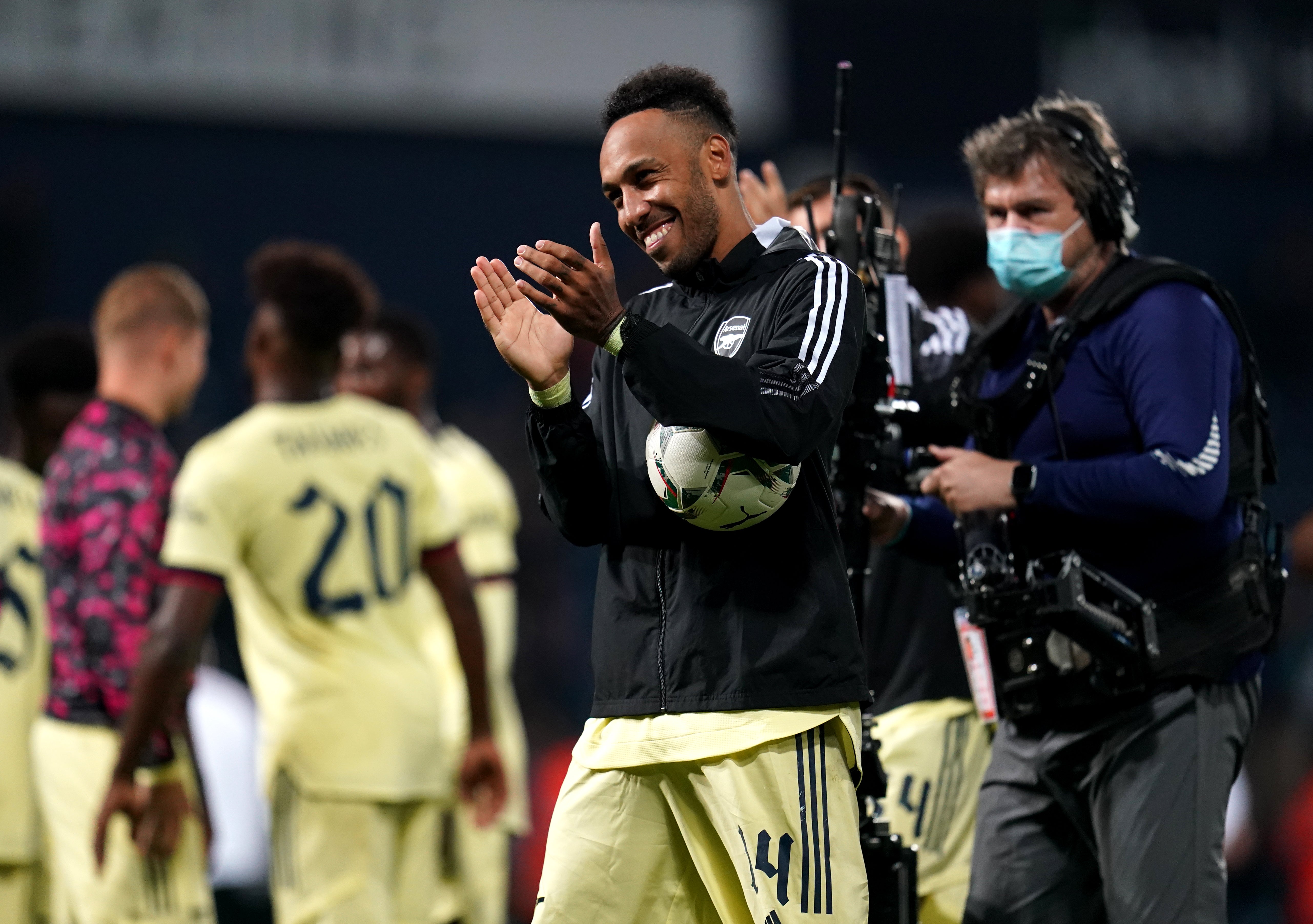 Pierre-Emerick Aubameyang scored a hat-trick against West Brom on Wednesday night (Nick Potts/PA)