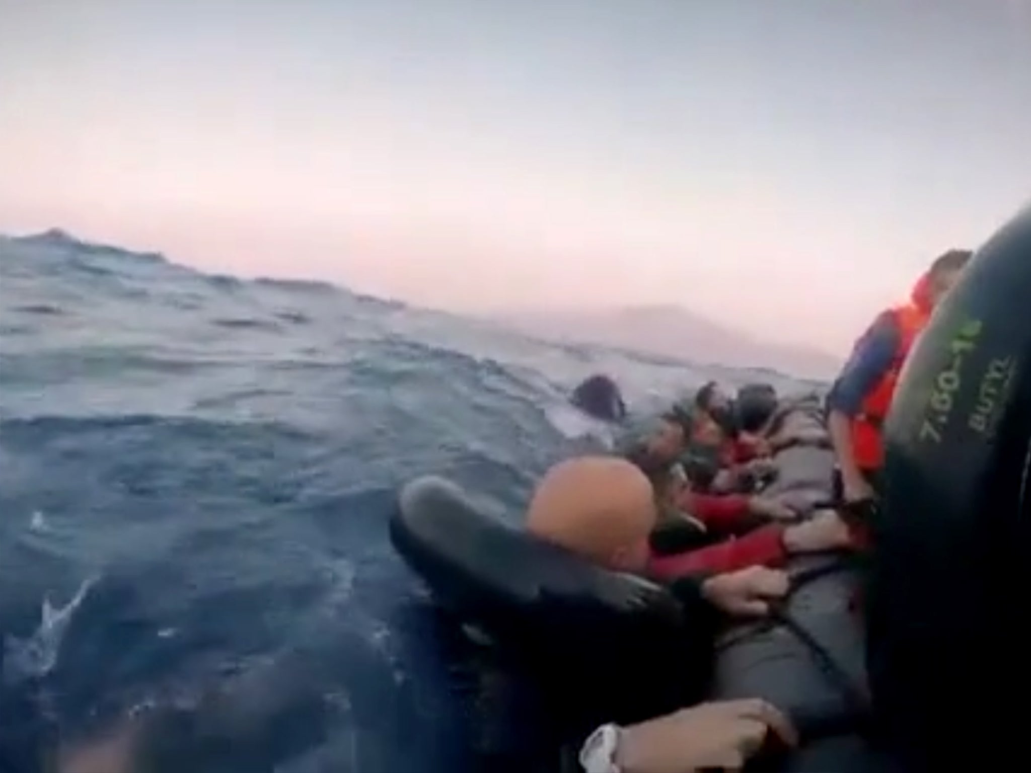 Footage from ‘Exodus’ shows Akkad in the sea clinging onto the dinghy