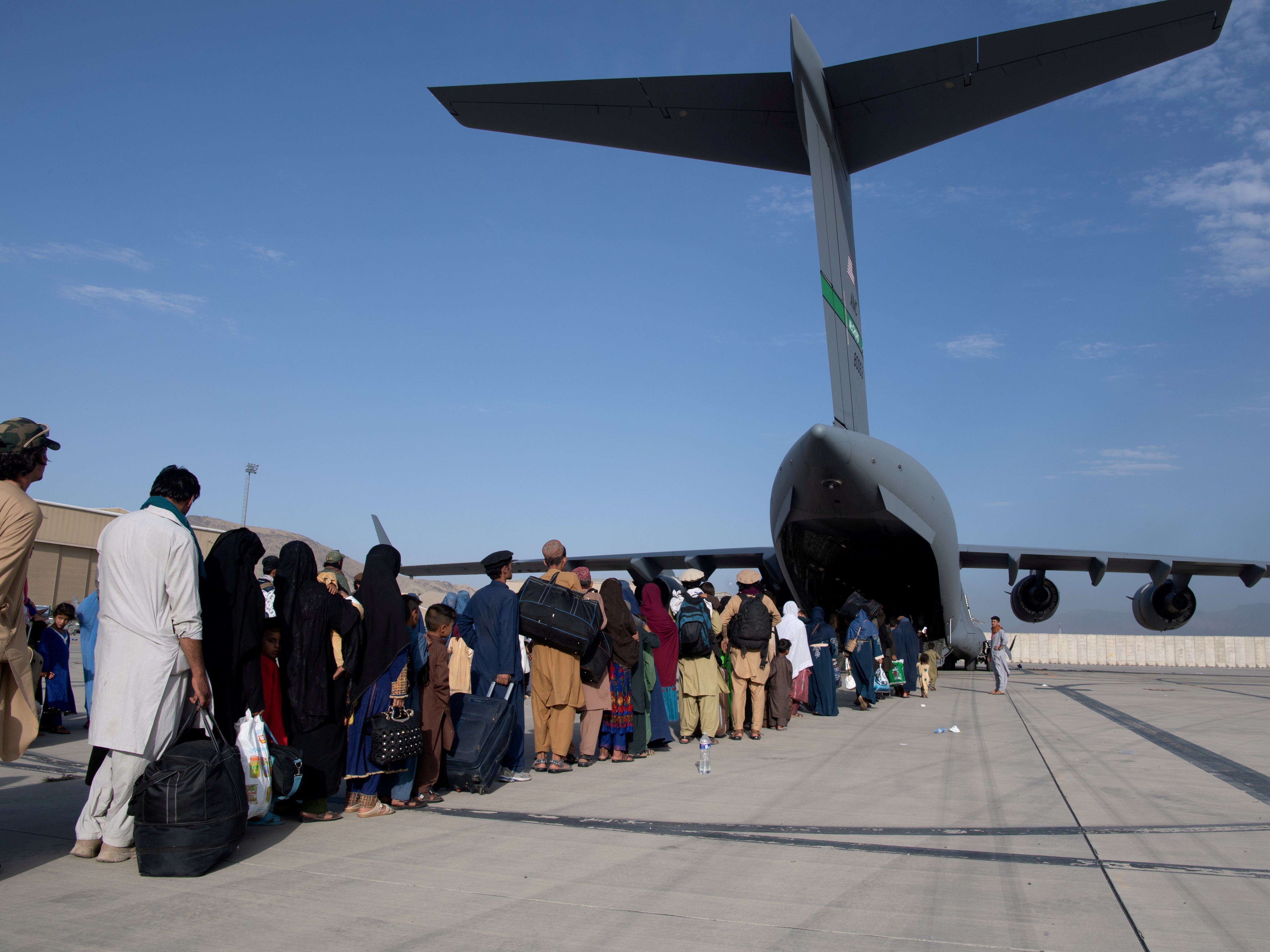 US Air Force loadmasters and pilots assigned to the 816th Expeditionary Airlift Squadron