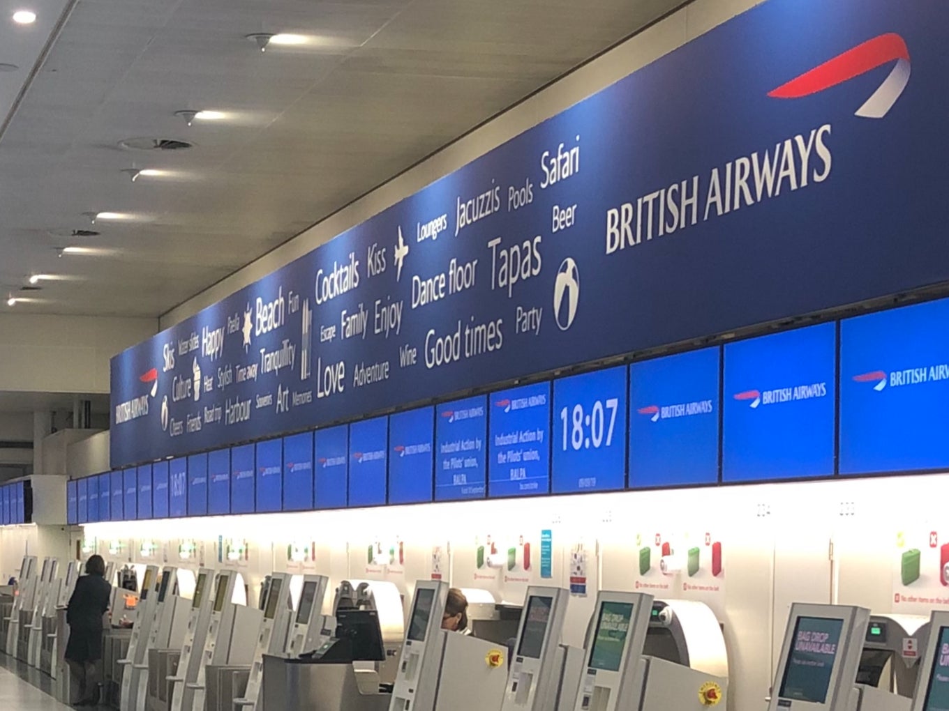 All change? British Airways check-in kiosks at Gatwick airport