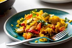 A colourful vegetarian paella that’s quick enough for a weeknight