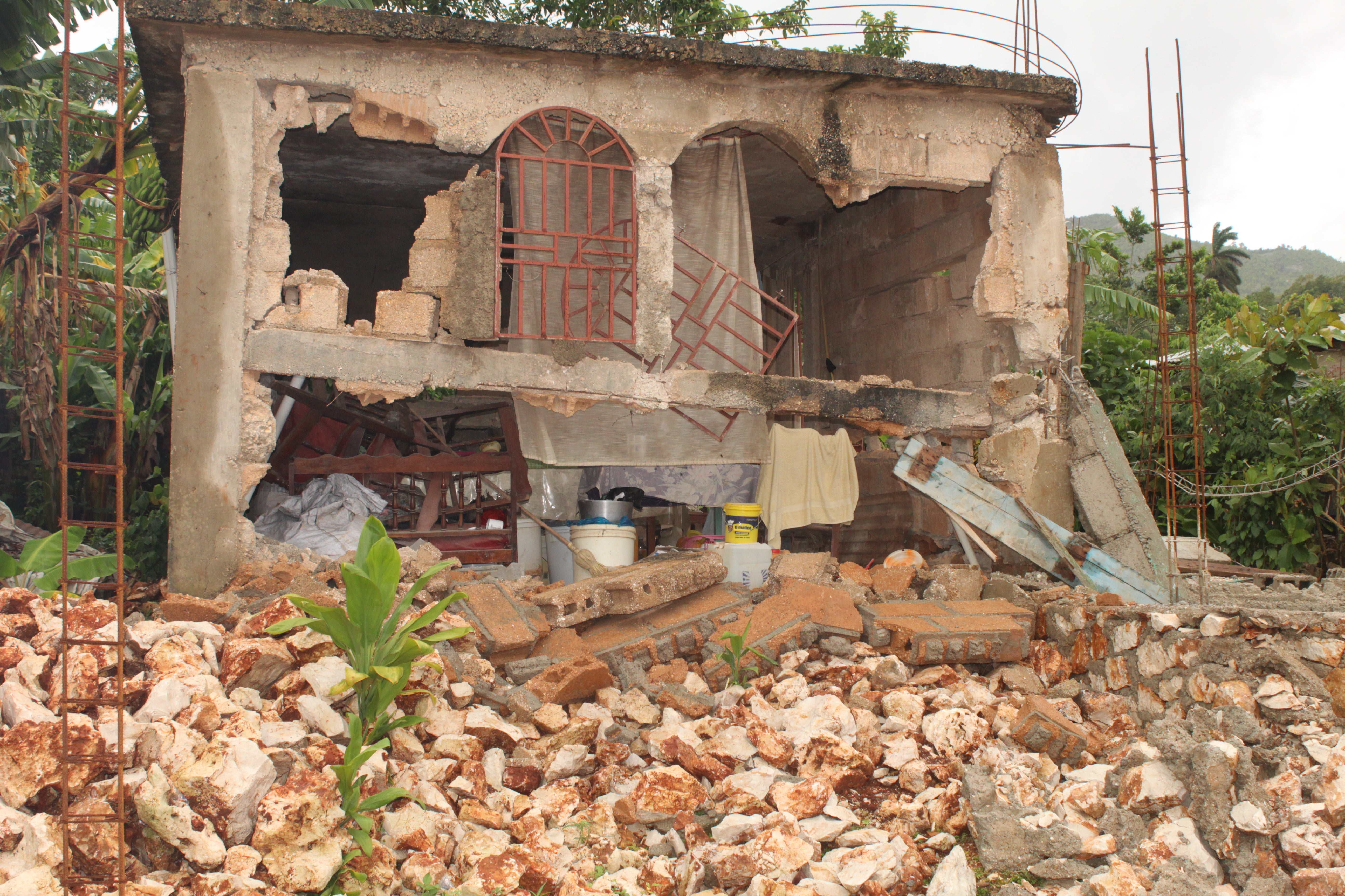 The remains of a building in the city of Jérémie, one of the worst affected areas