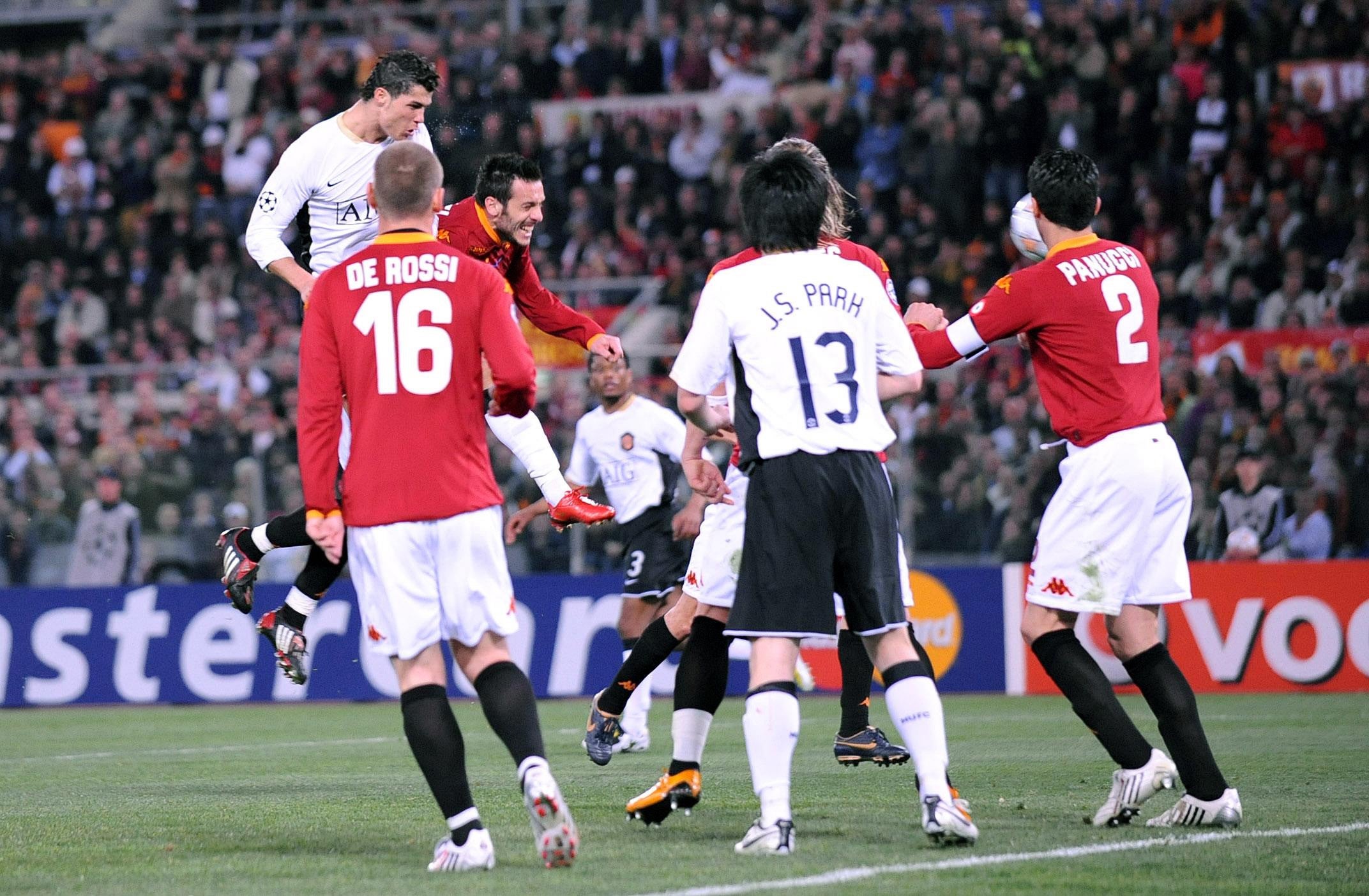 Cristiano Ronaldo scores against Rome (Martin Rickett/PA)