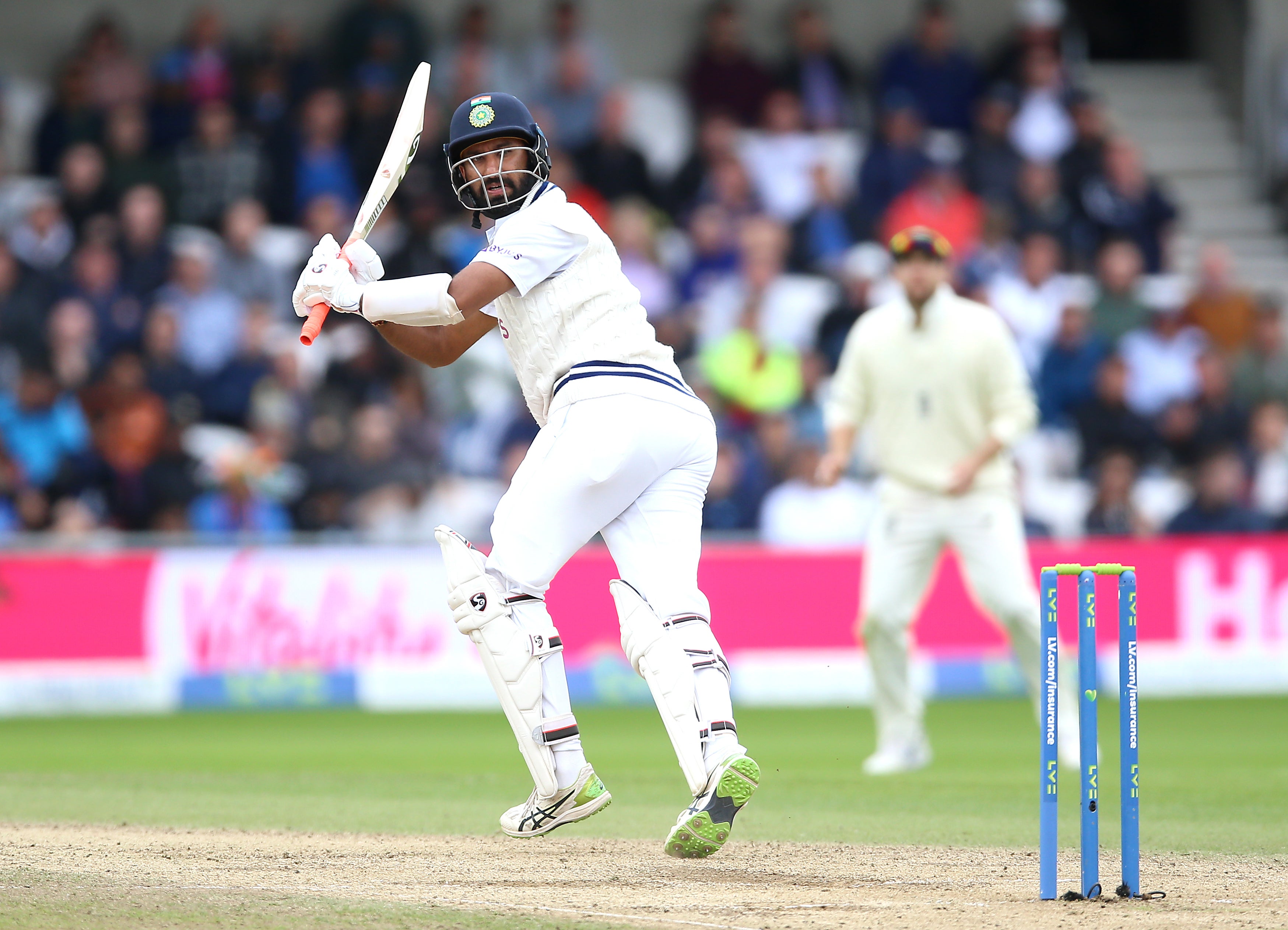 Cheteshwar Pujara returned to form with 91 not out (Nigel French/PA)