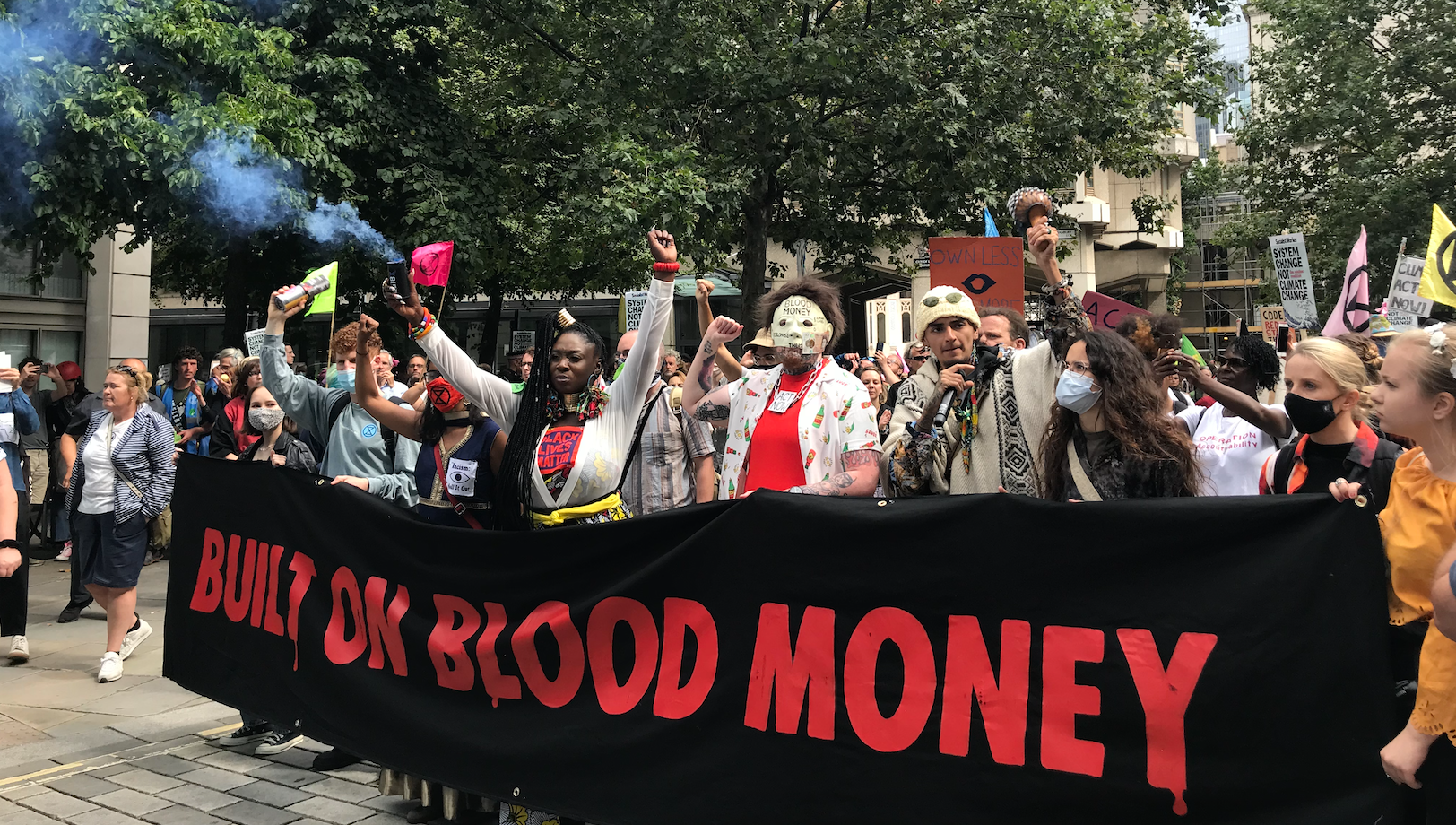 Extinction Rebellion protesters march through the City of London