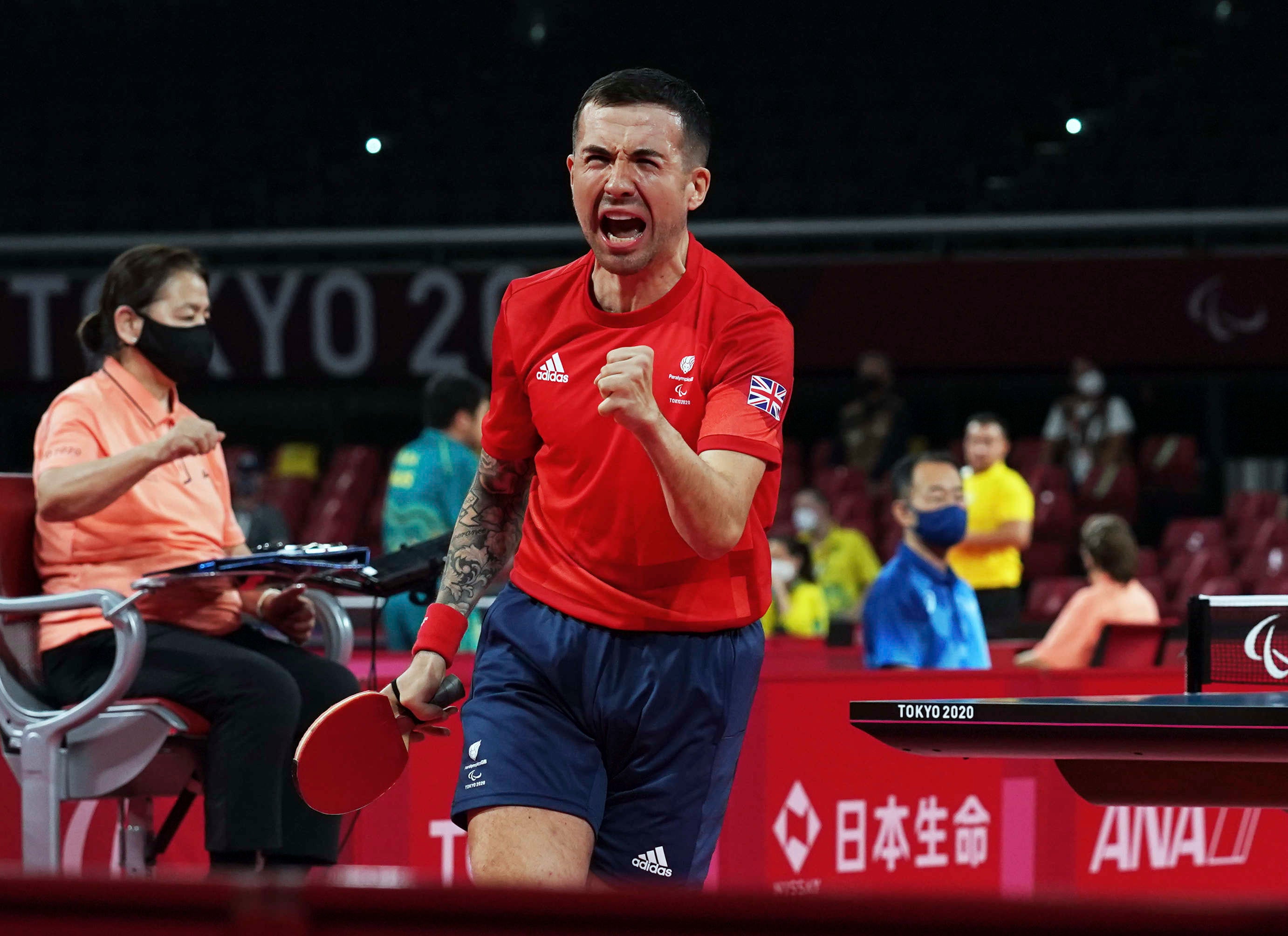 Will Bayley celebrates in the Singles Class 7 at Tokyo 2020