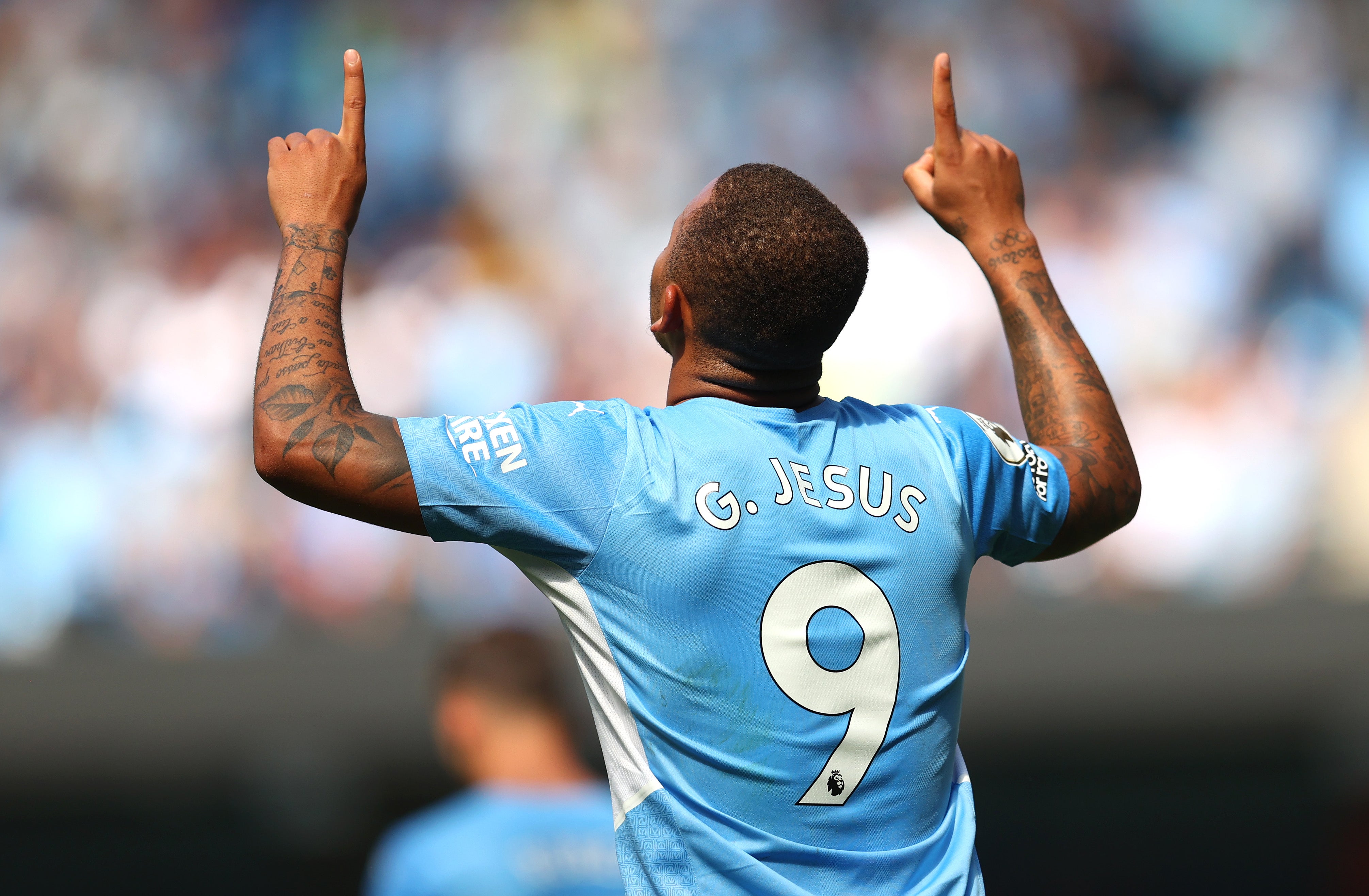 Gabriel Jesus of Manchester City celebrates