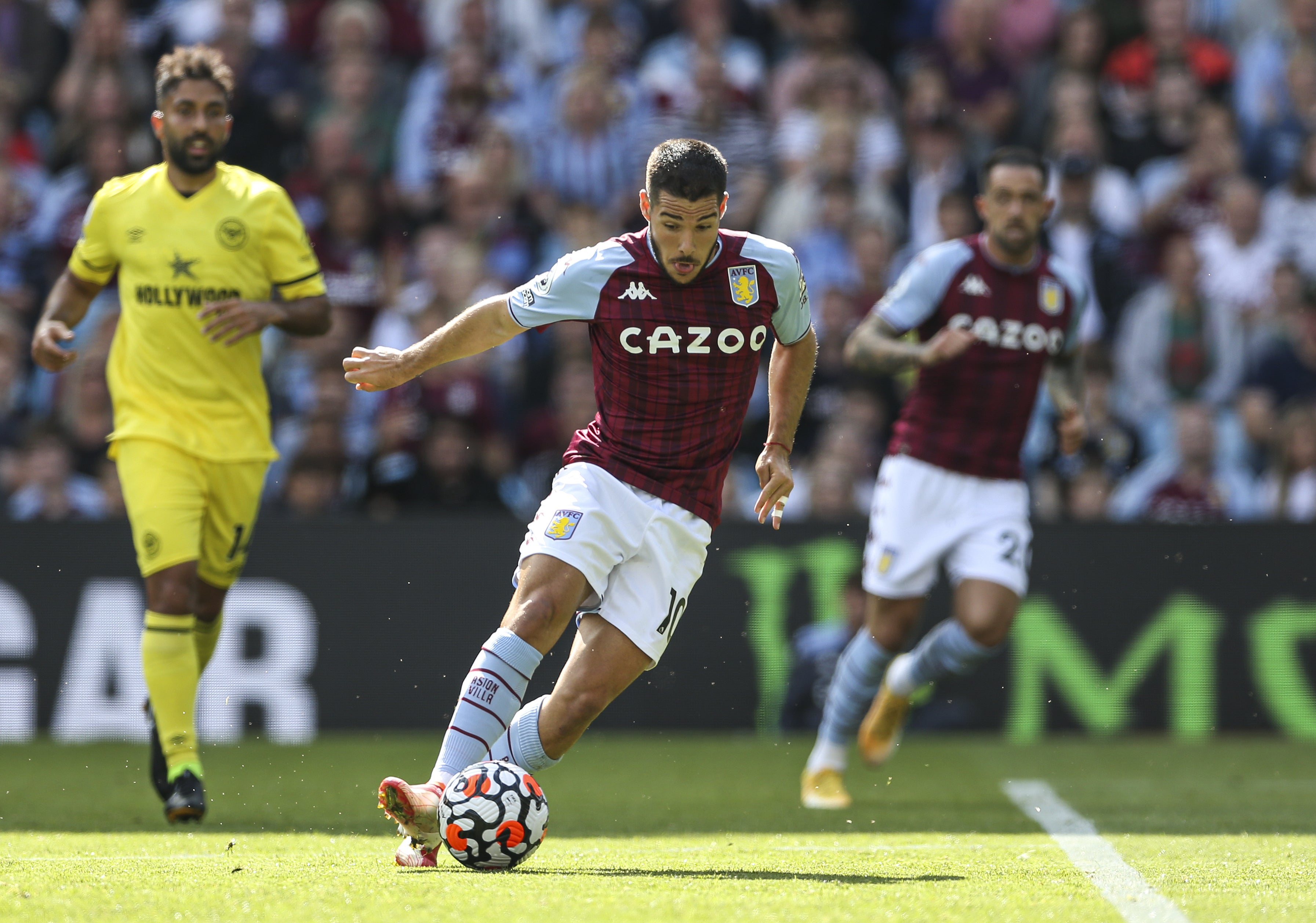 Emi Buendia scores his first Aston Villa goal to earn a point against Brentford. (Barrington Coombs/PA)