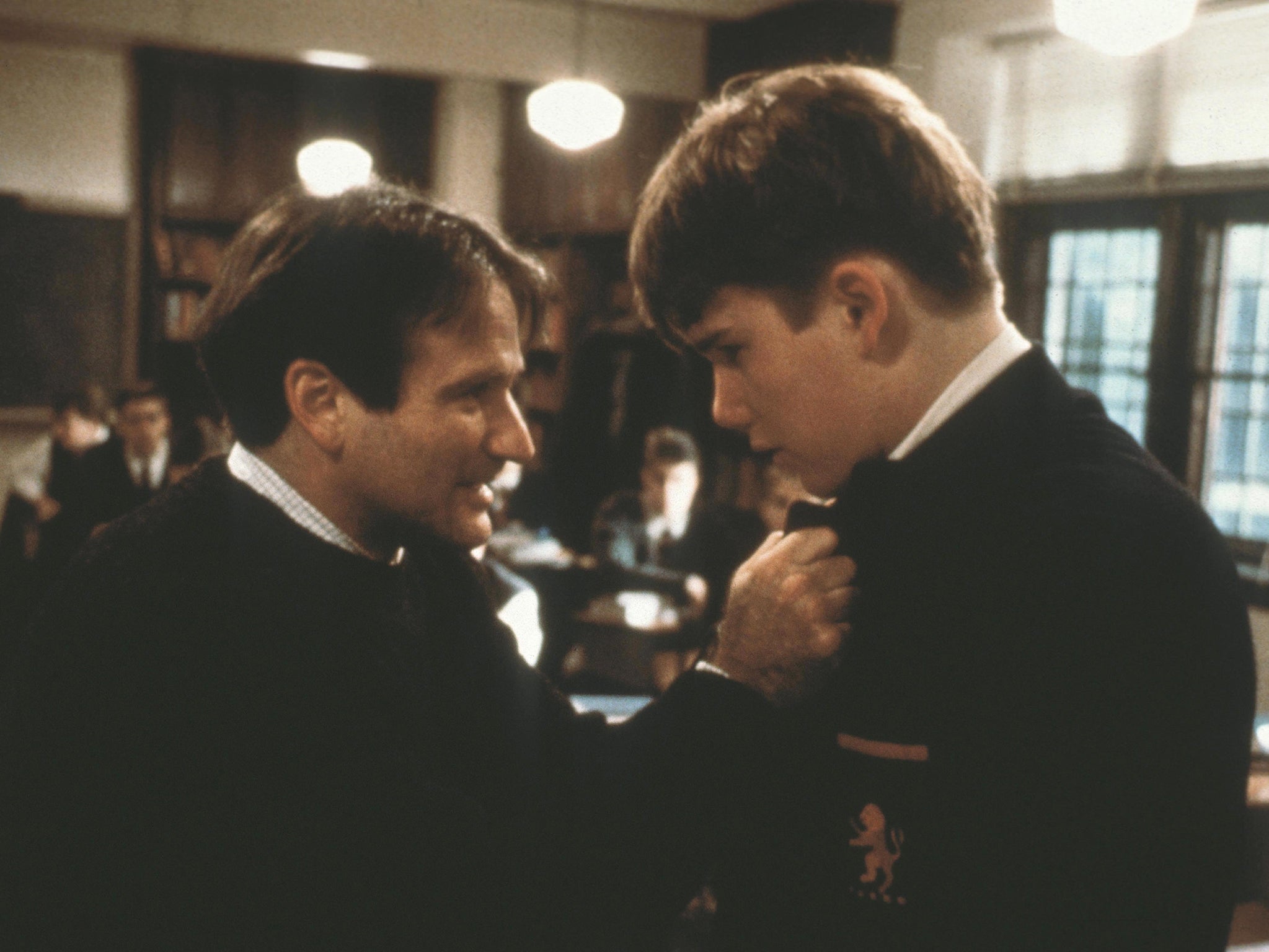 Robin Williams as the teacher and Ethan Hawke as the floppy-haired wallflower in ‘Dead Poets Society’