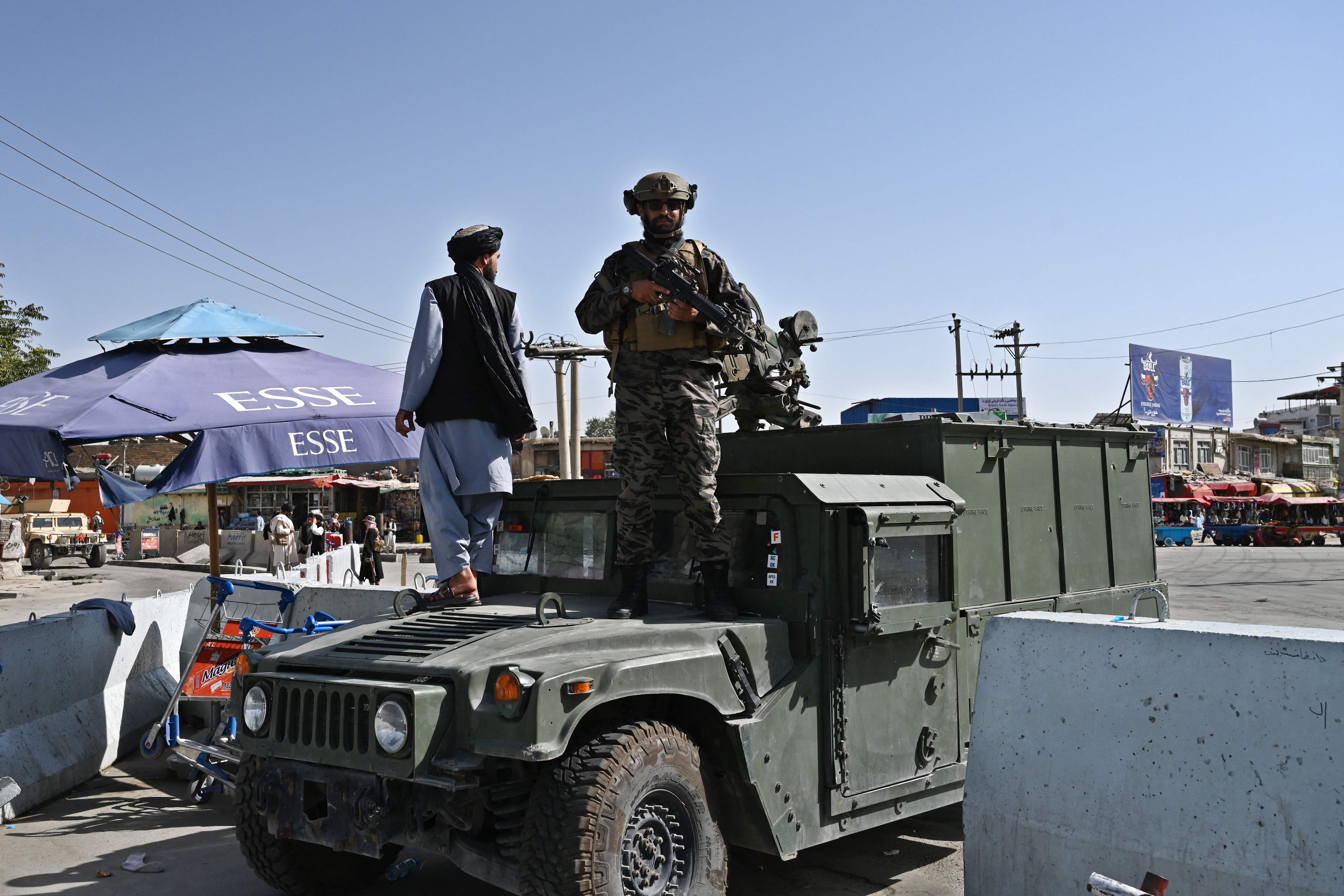 Taliban fighters at Kabul airport