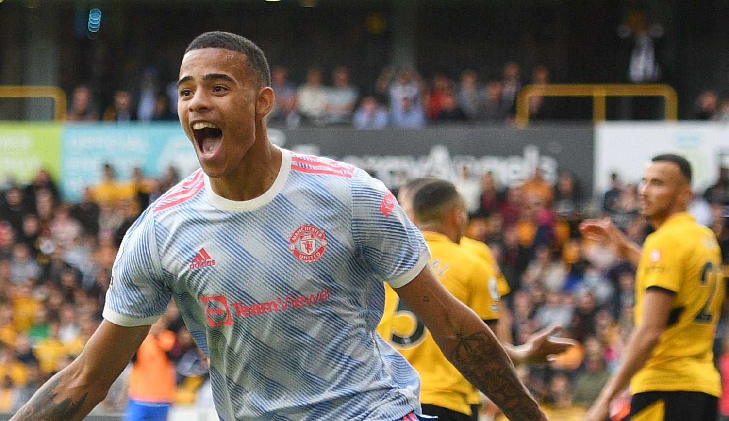 Mason Greenwood celebrates scoring Manchester United’s late winner