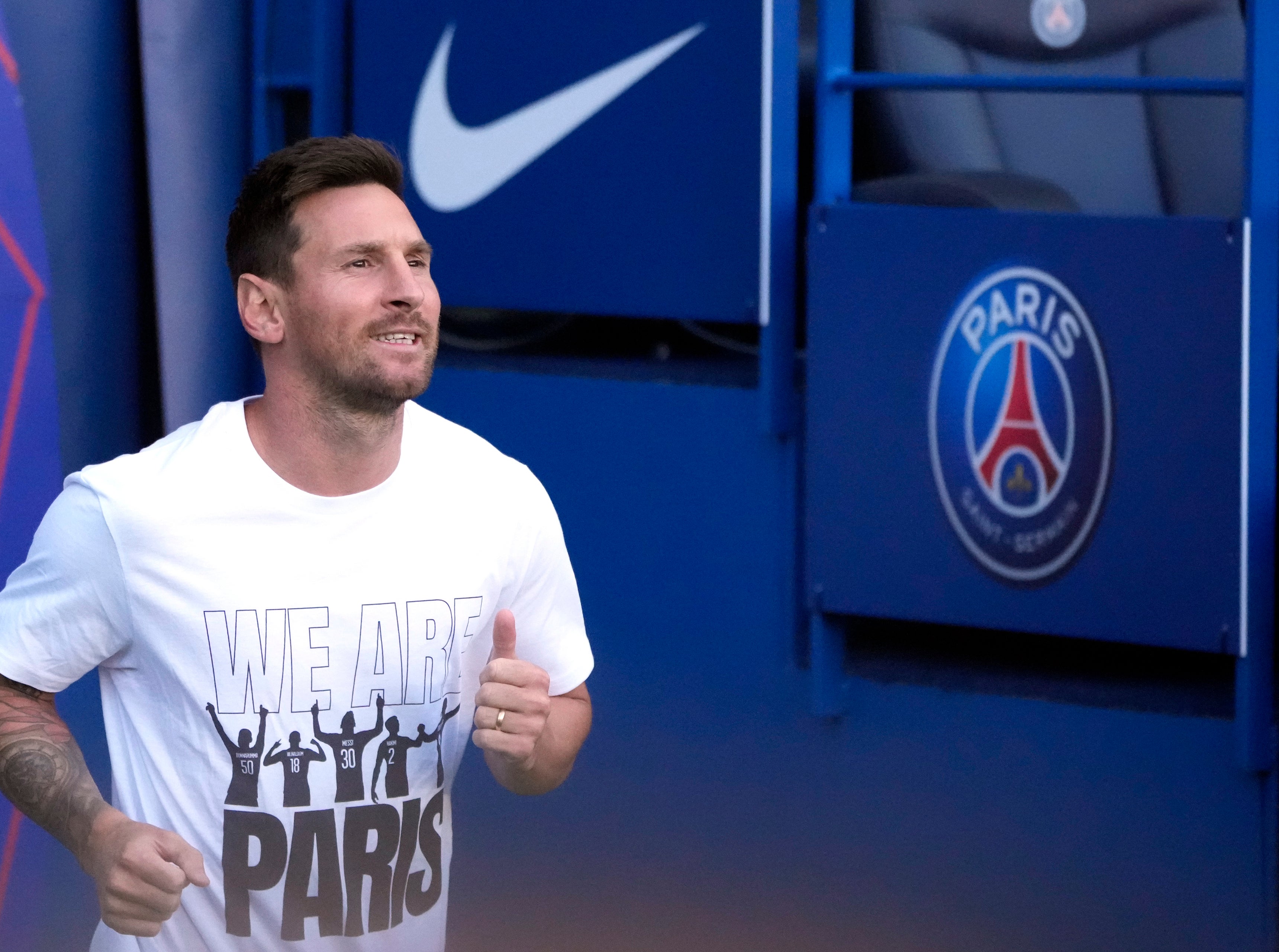 Lionel Messi made his highly-anticipated debut Paris St Germain appearance from the bench in a routine 2-0 win over Reims (Francois Mori/AP)