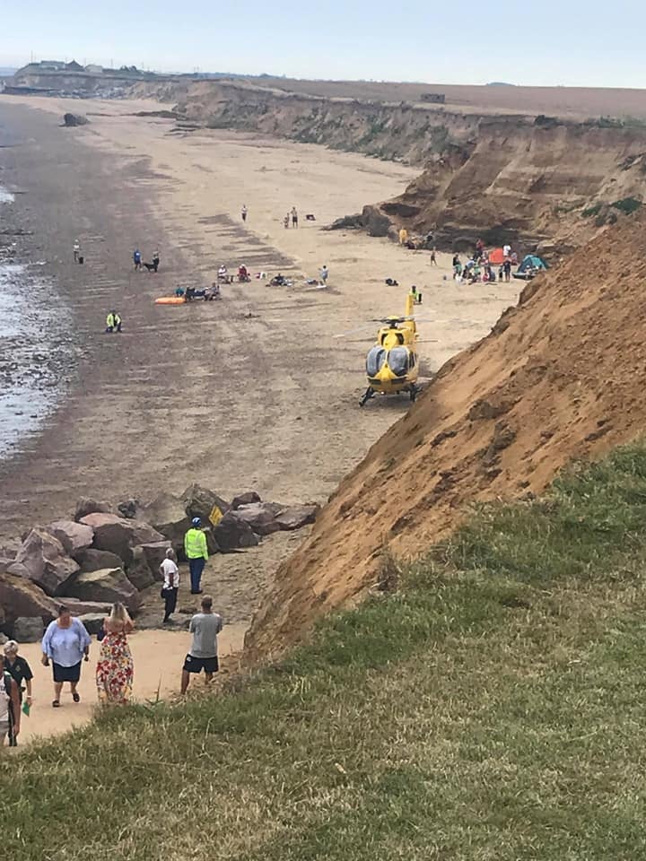 The scene after a teenage sunbather was hit by falling rocks in 2018