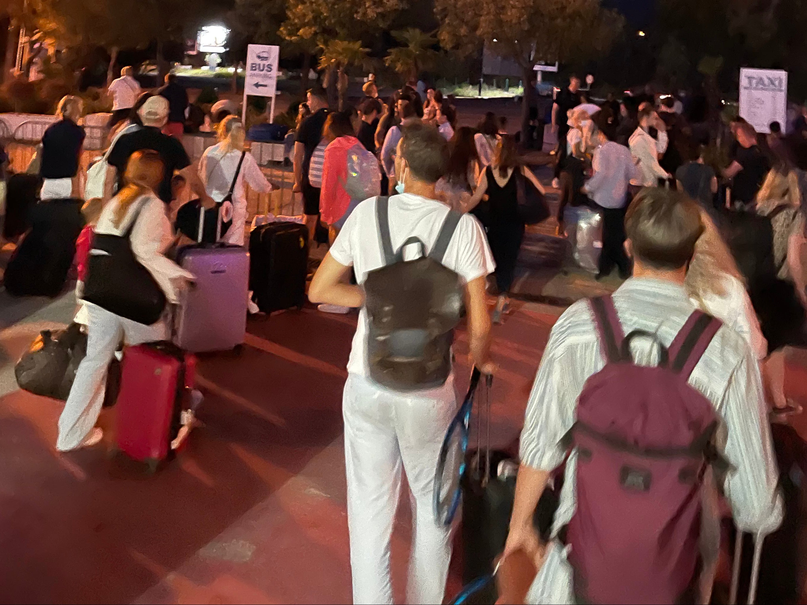 Going places? easyJet passengers outside Tivat airport after their flight was cancelled