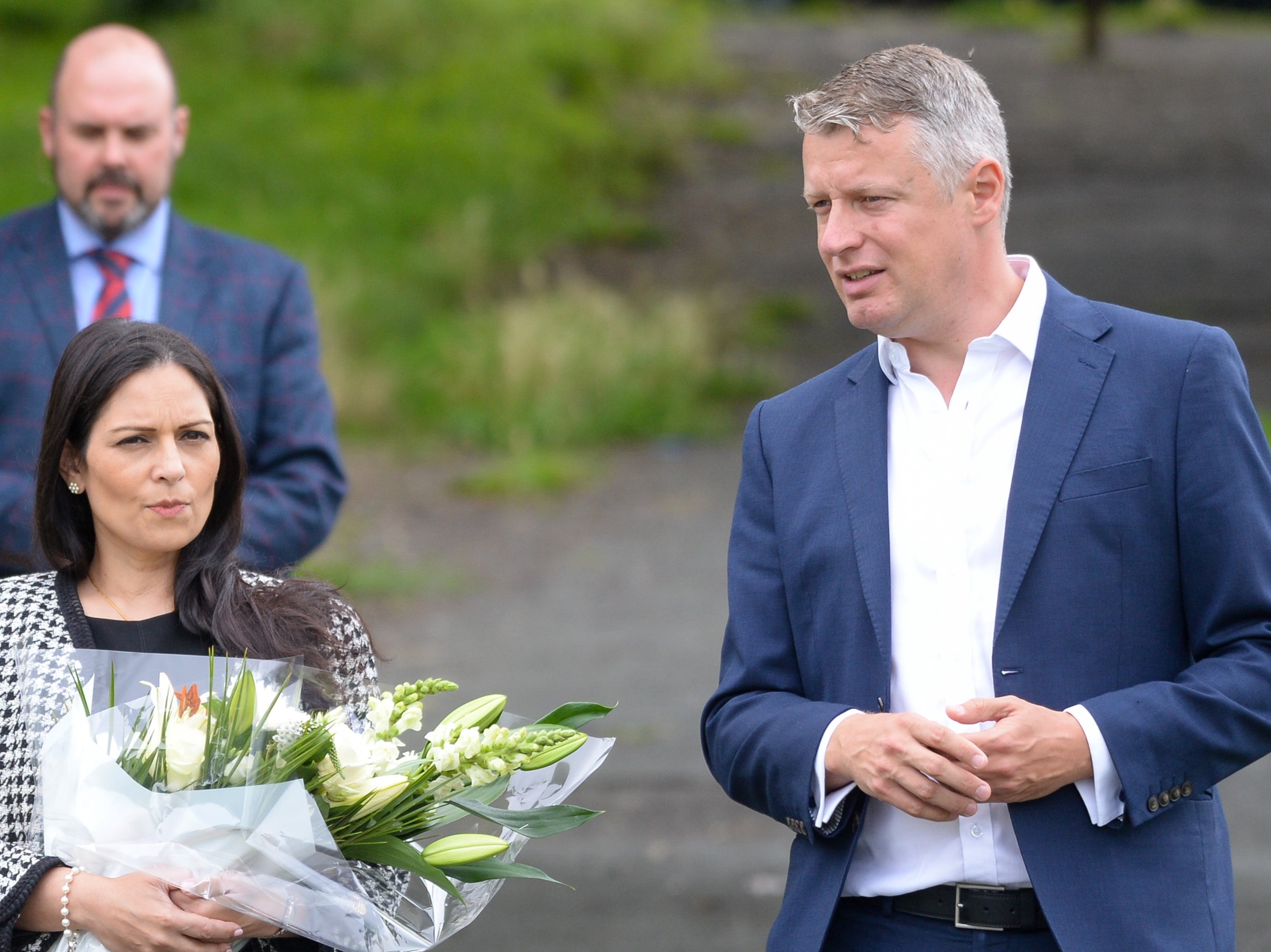 Luke Pollard (right) with Home Secretary Priti Patel following the Plymouth shooting