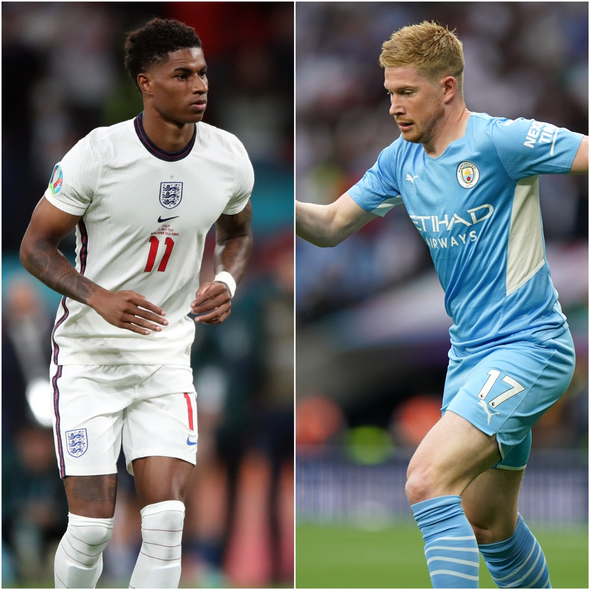 Marcus Rashford (left) and Kevin De Bruyne (Nick Potts/PA)