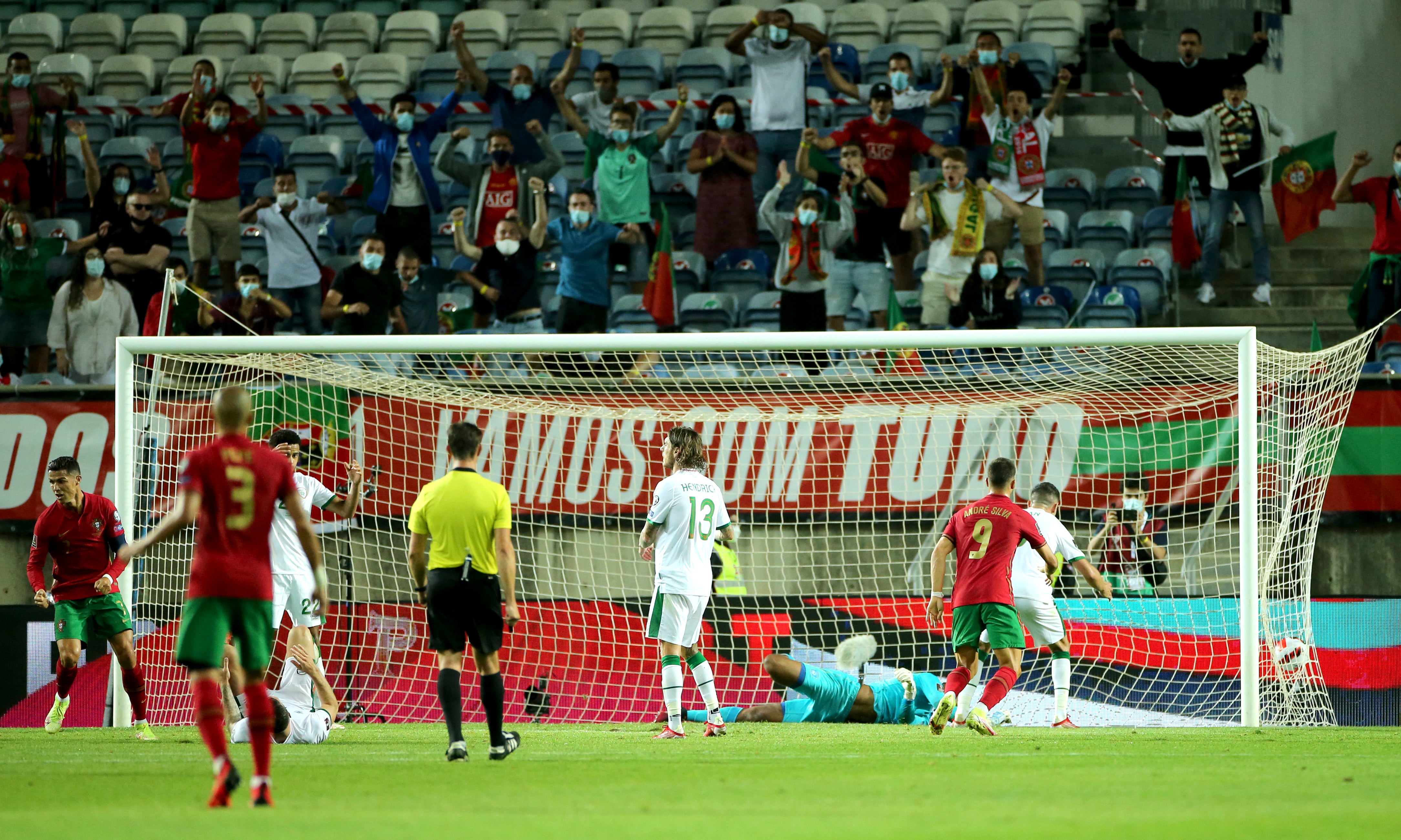 Ronaldo scores Portugal’s first goal (Isabel Infantes/PA)