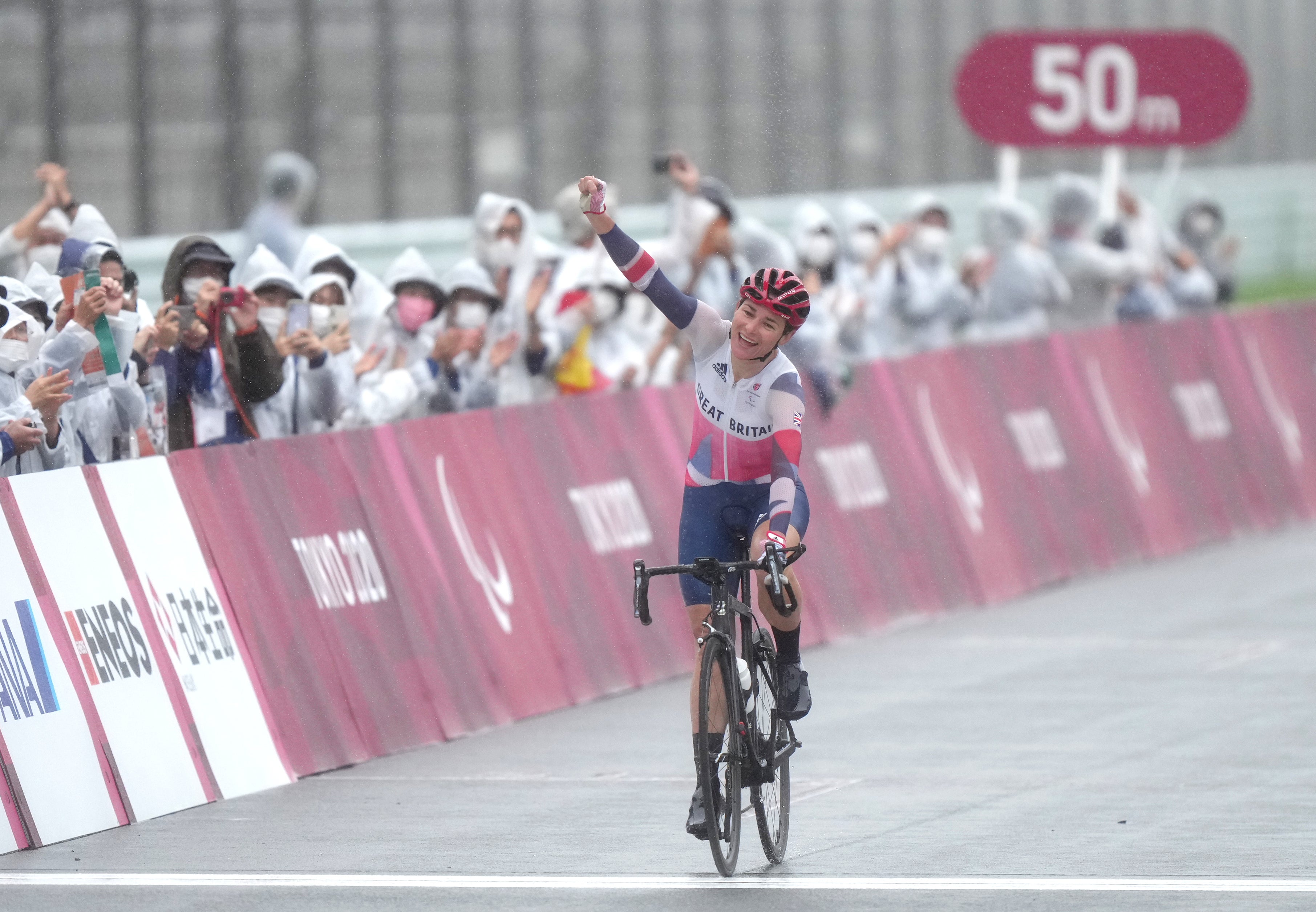 Great Britain’s Sarah Storey celebrates her 17th gold medal (Tim Goode/PA)