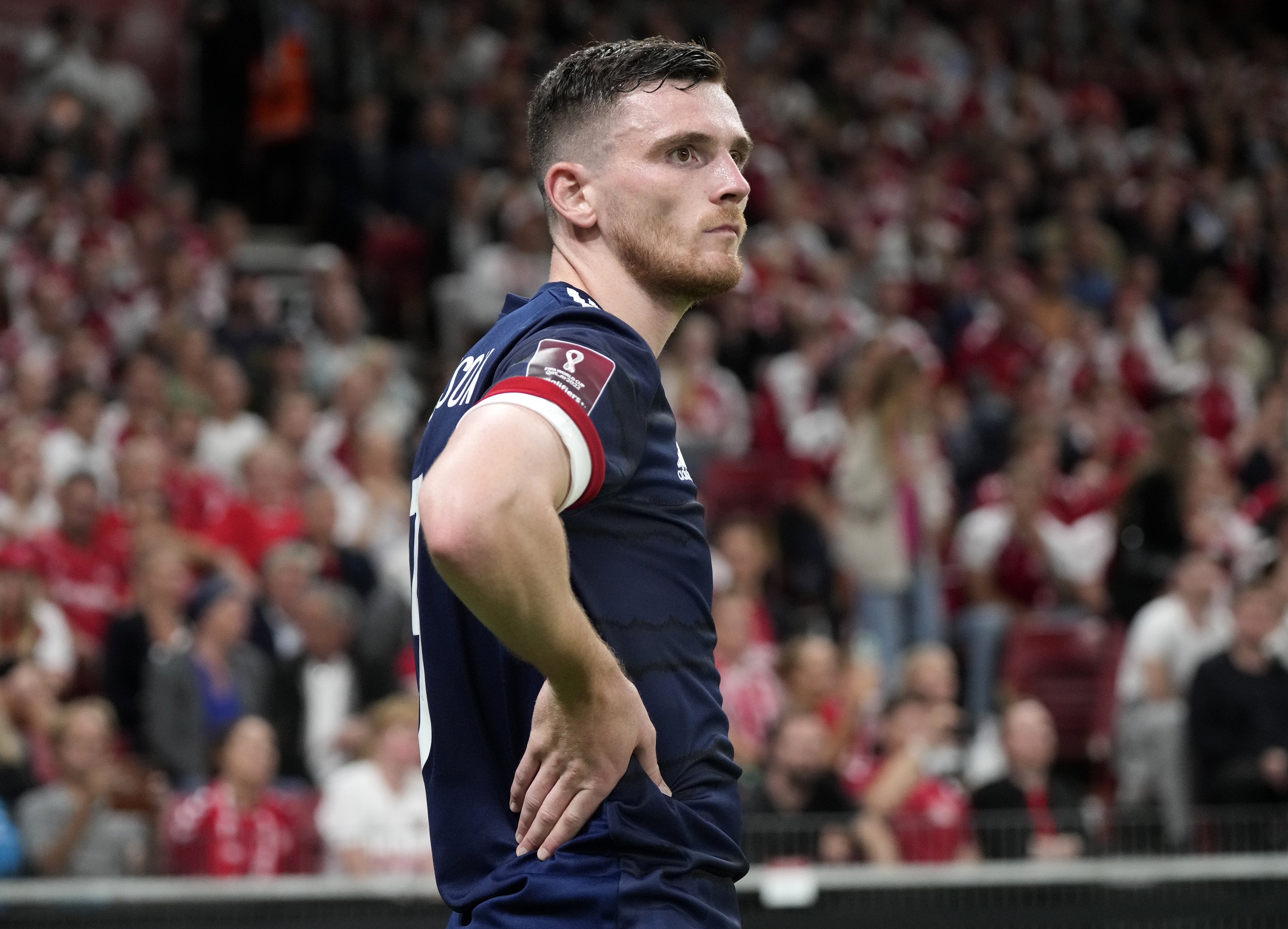 Andy Robertson is hoping Scotland bounce back from their defeat in Denmark. (Claus Bech/PA)