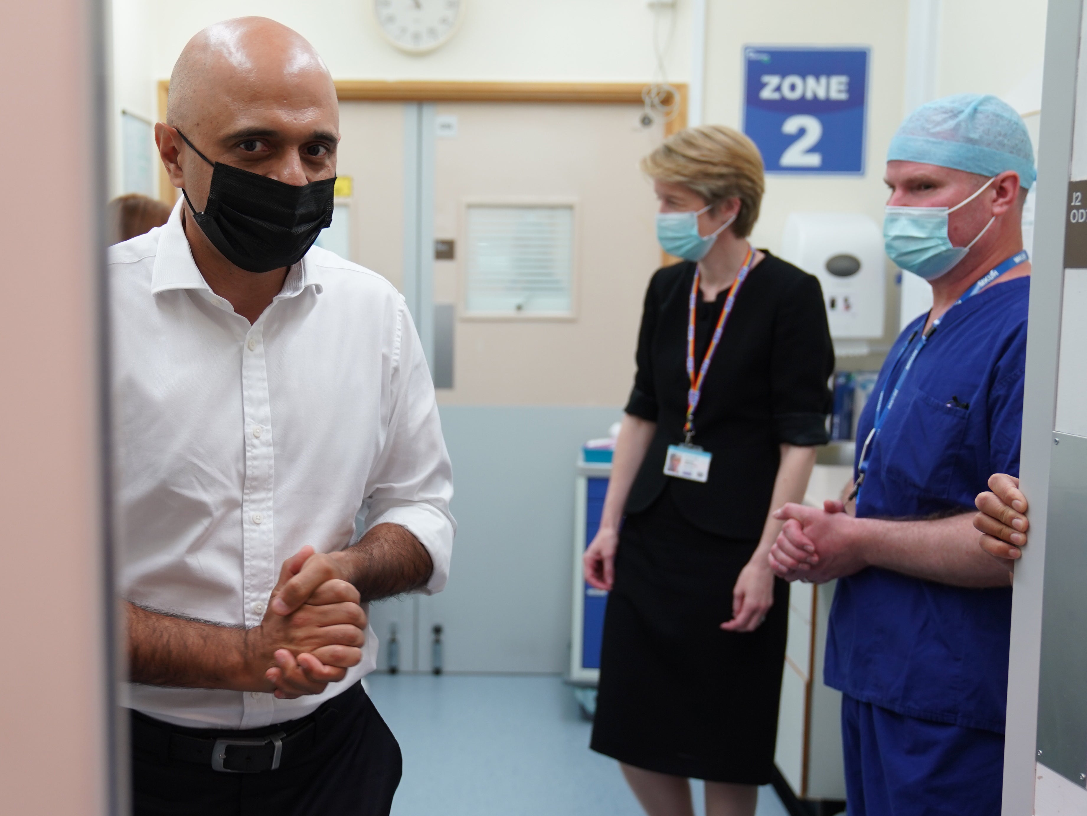 Health secretary Sajid Javid during a visit to Milton Keynes University Hospital