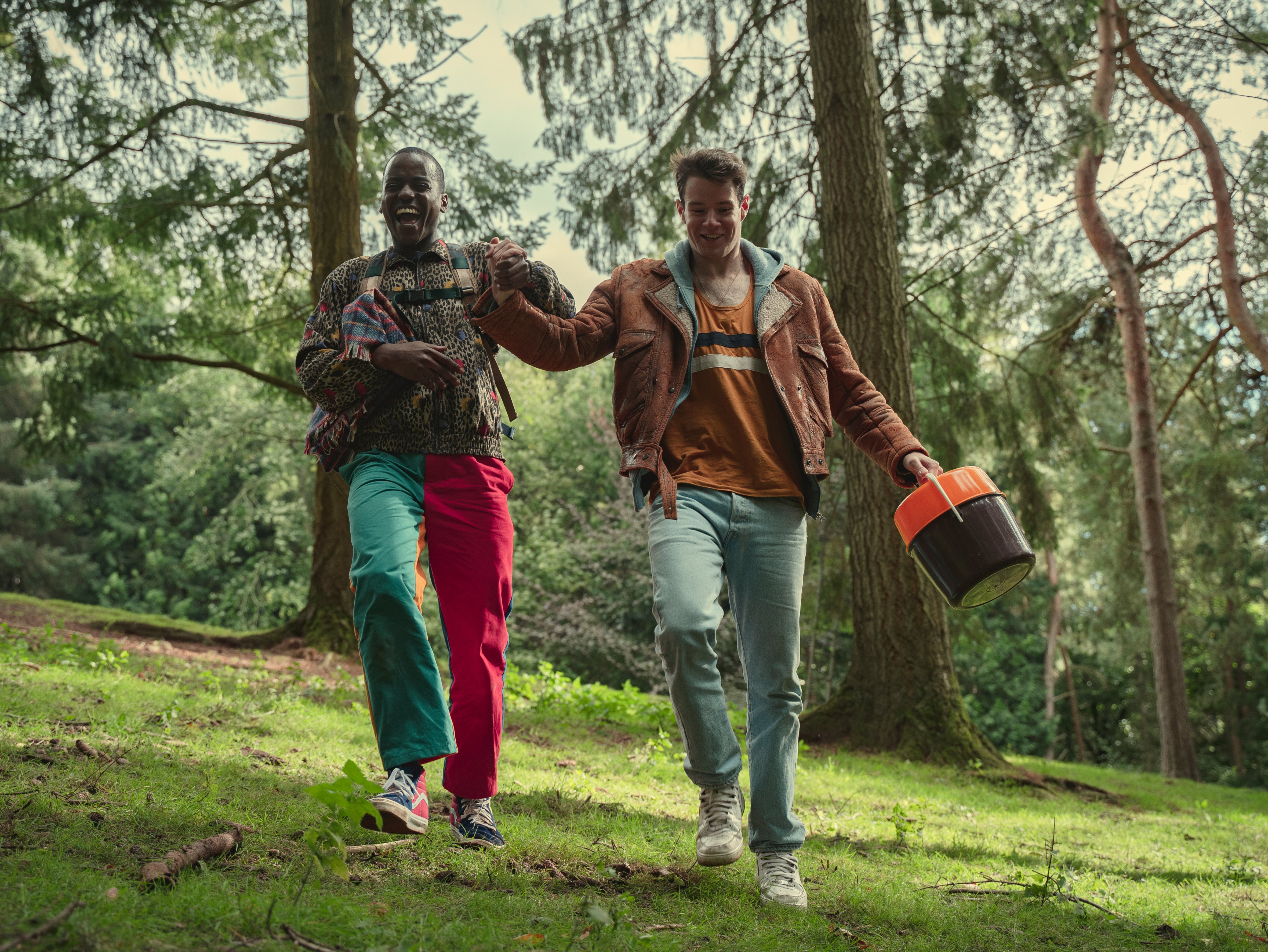 Eric (Ncuti Gatwa) and Adam (Swindells) are navigating their new romance in ‘Sex Education’ season three