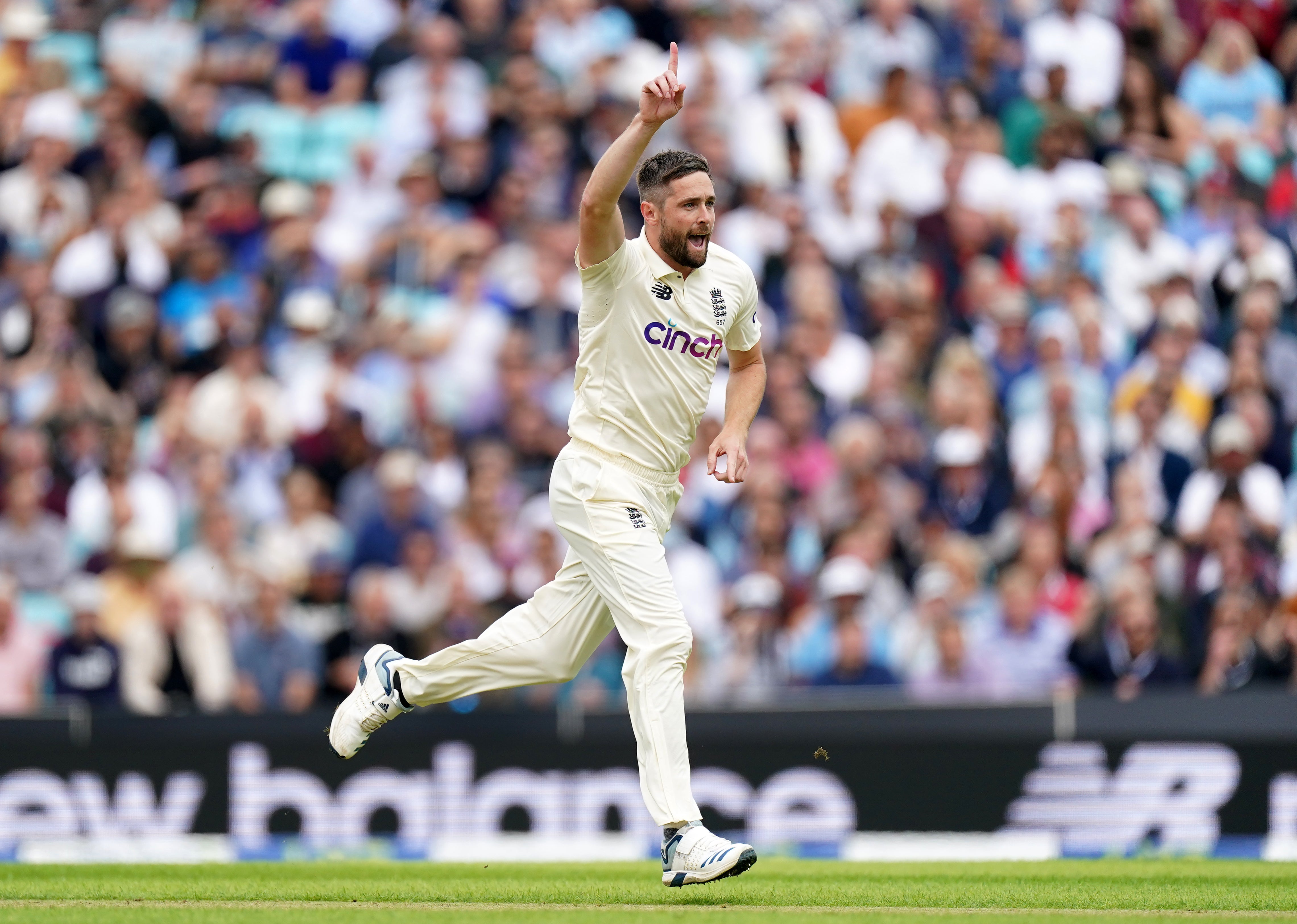 Chris Woakes was soon celebrating on his Test return (Adam Davy/PA)