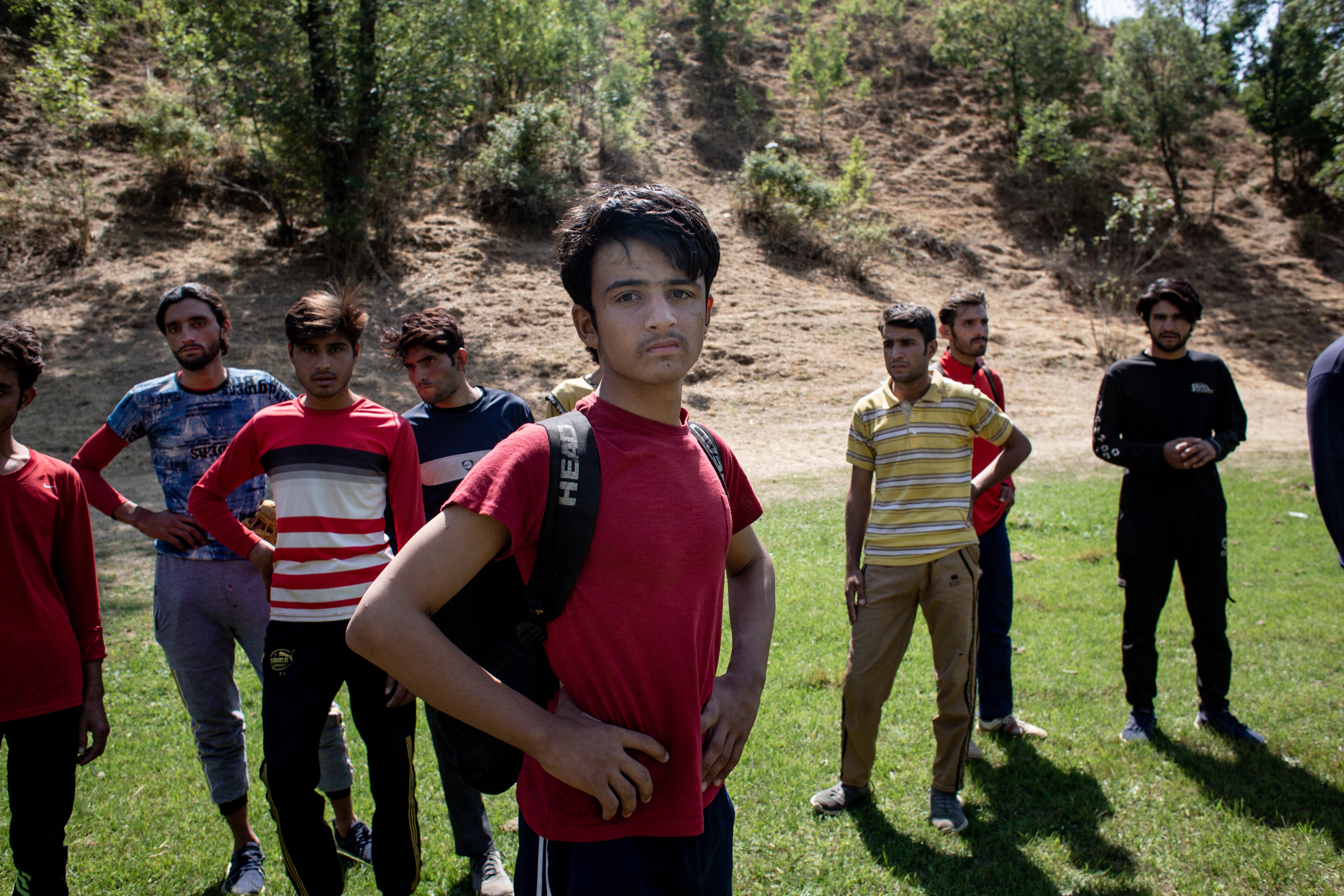 A group of Afghan refugees are seen tracking from the Iranian border to the town of Tatvan