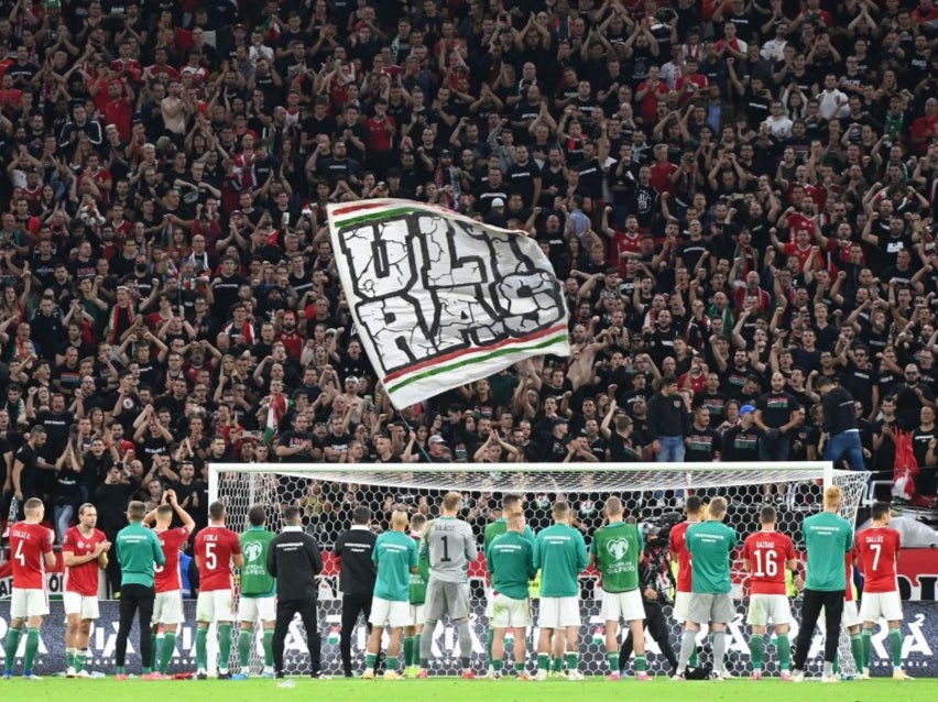 Hungary’s fans react at the full-time whistle after Thursday’s World Cup qualifying match against England in Budapest