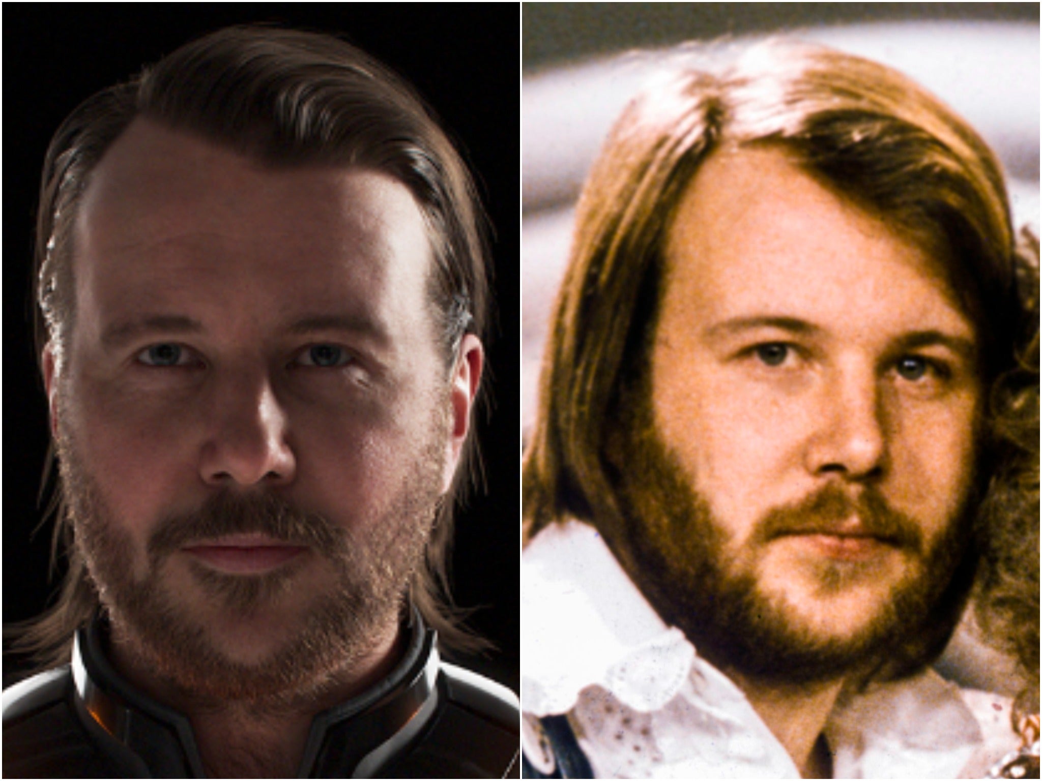 Benny Andersson’s digital avatar, and the musician during Abba’s heyday