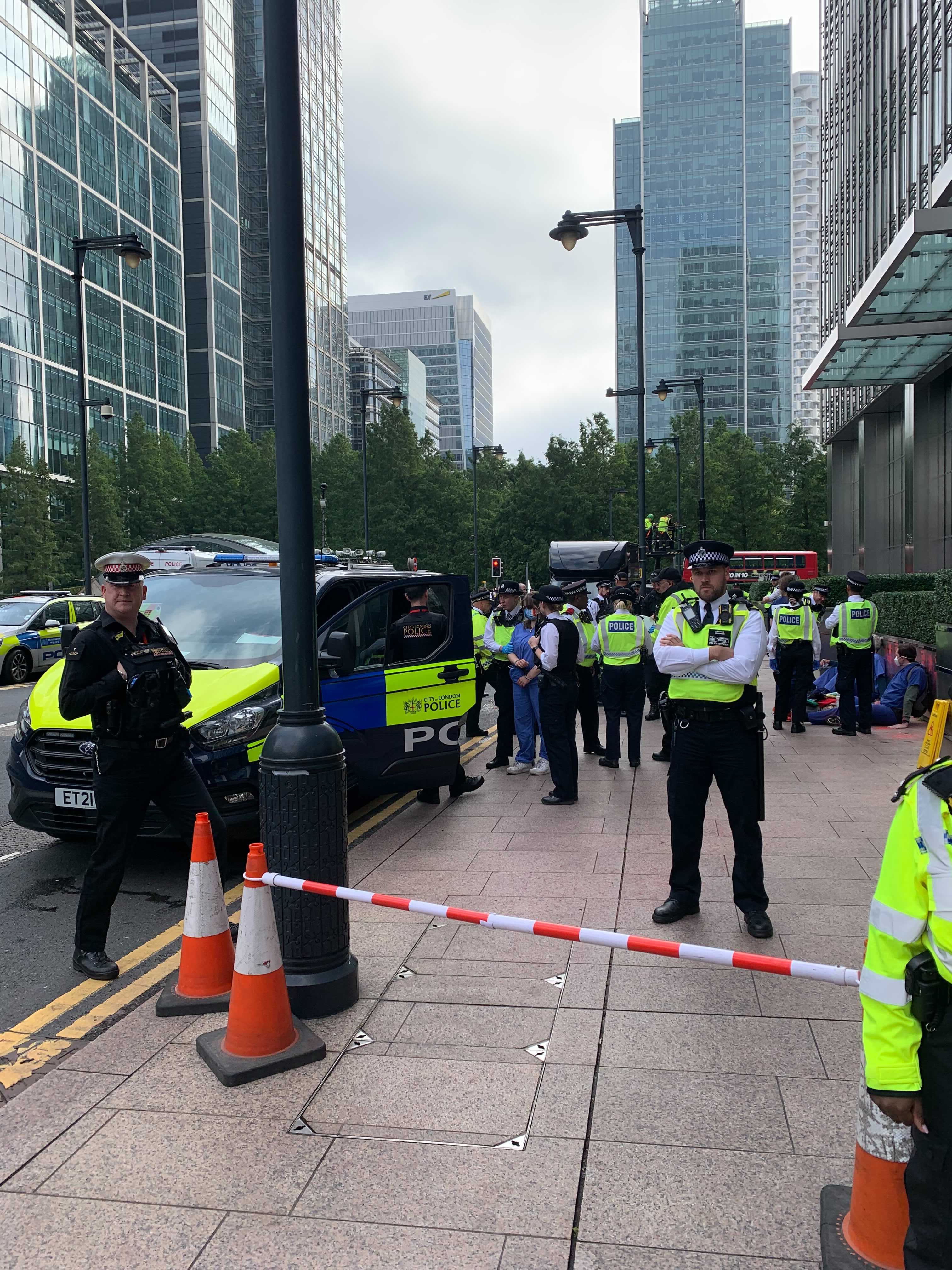 A student being put into the police van