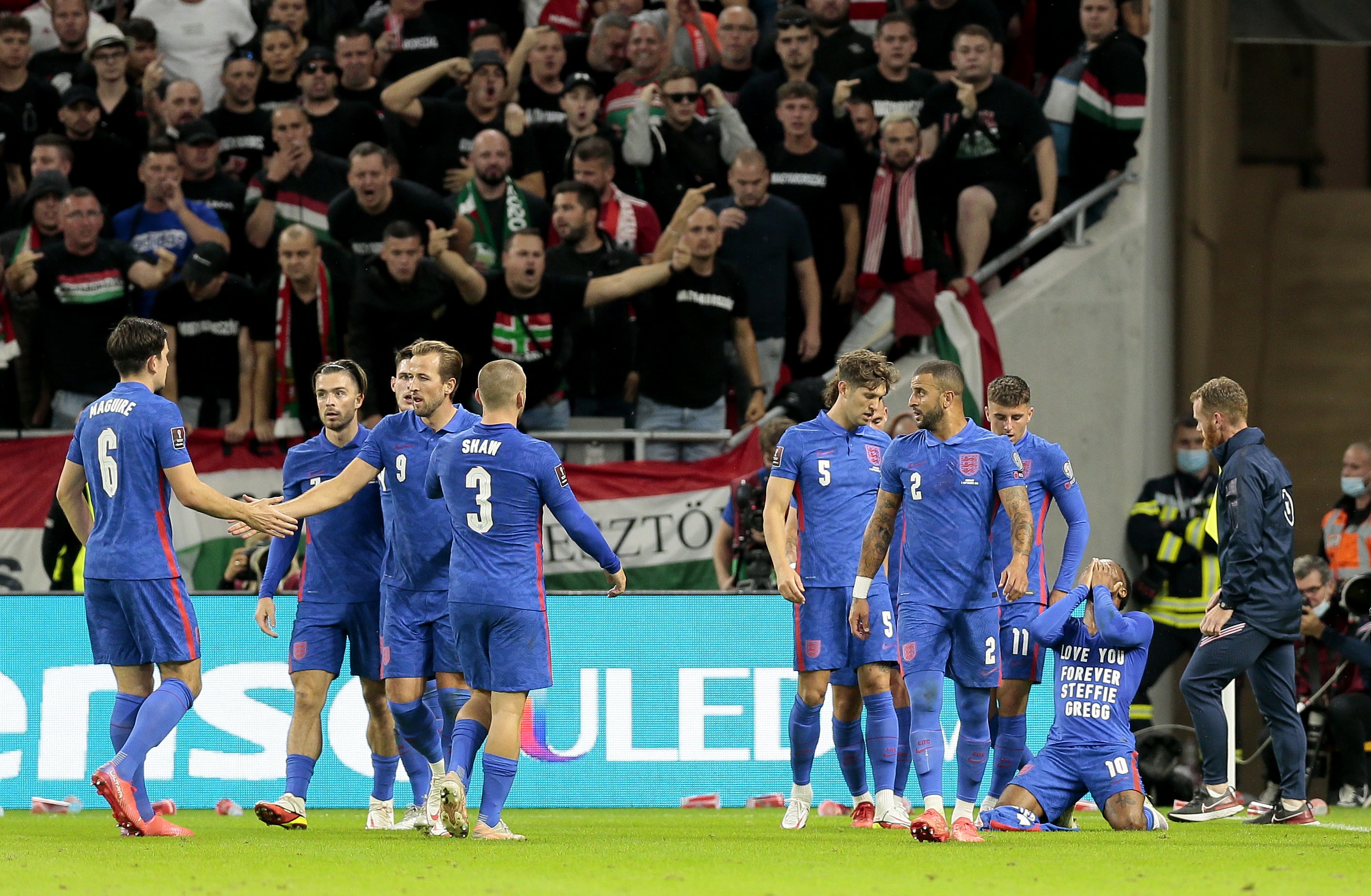 Raheem Sterling (right) was one of the England players racially abused in Hungary (Attila Trenka/PA)