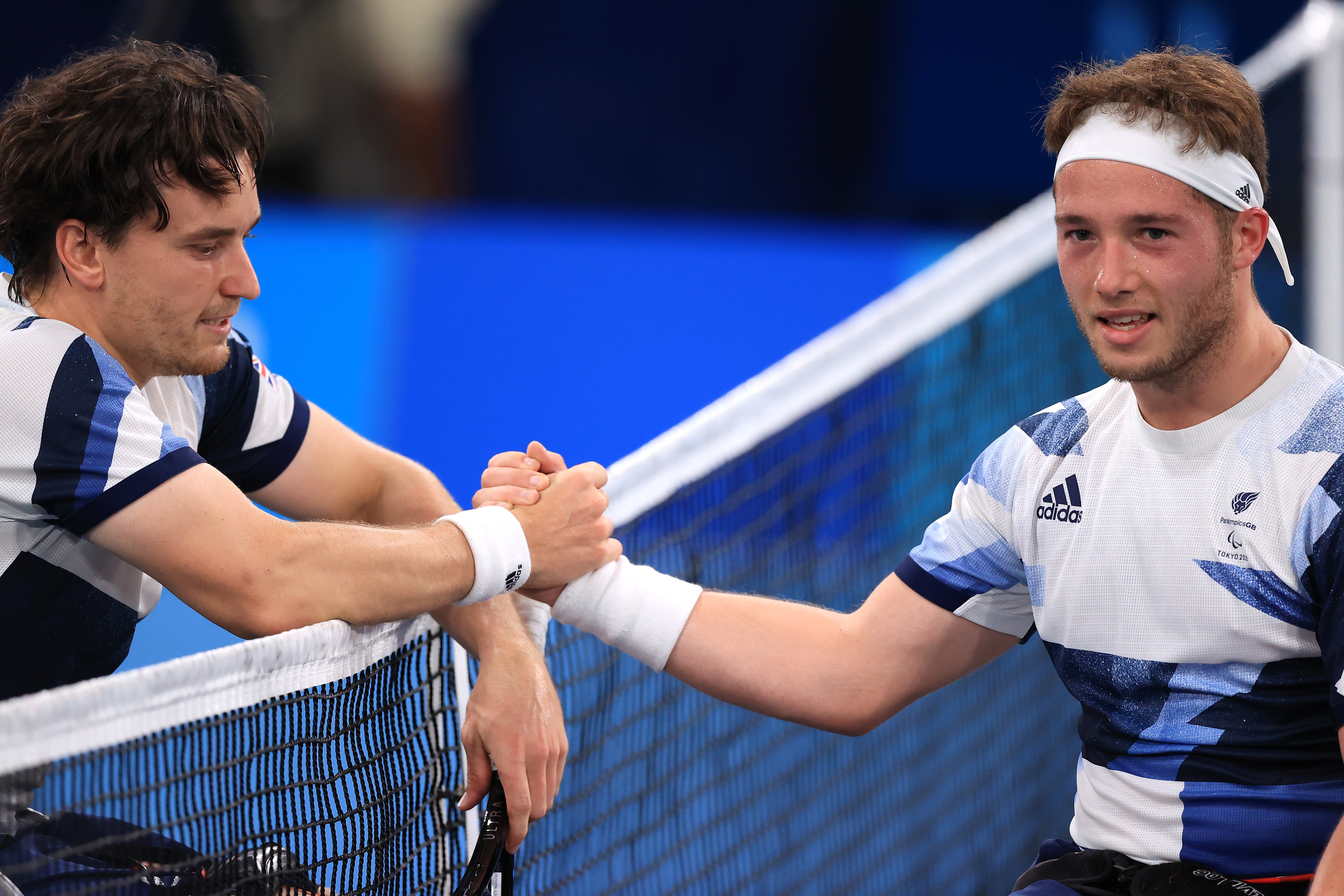 Gordon Reid, left, refuses to celebrate after beating Alfie Hewett on Saturday