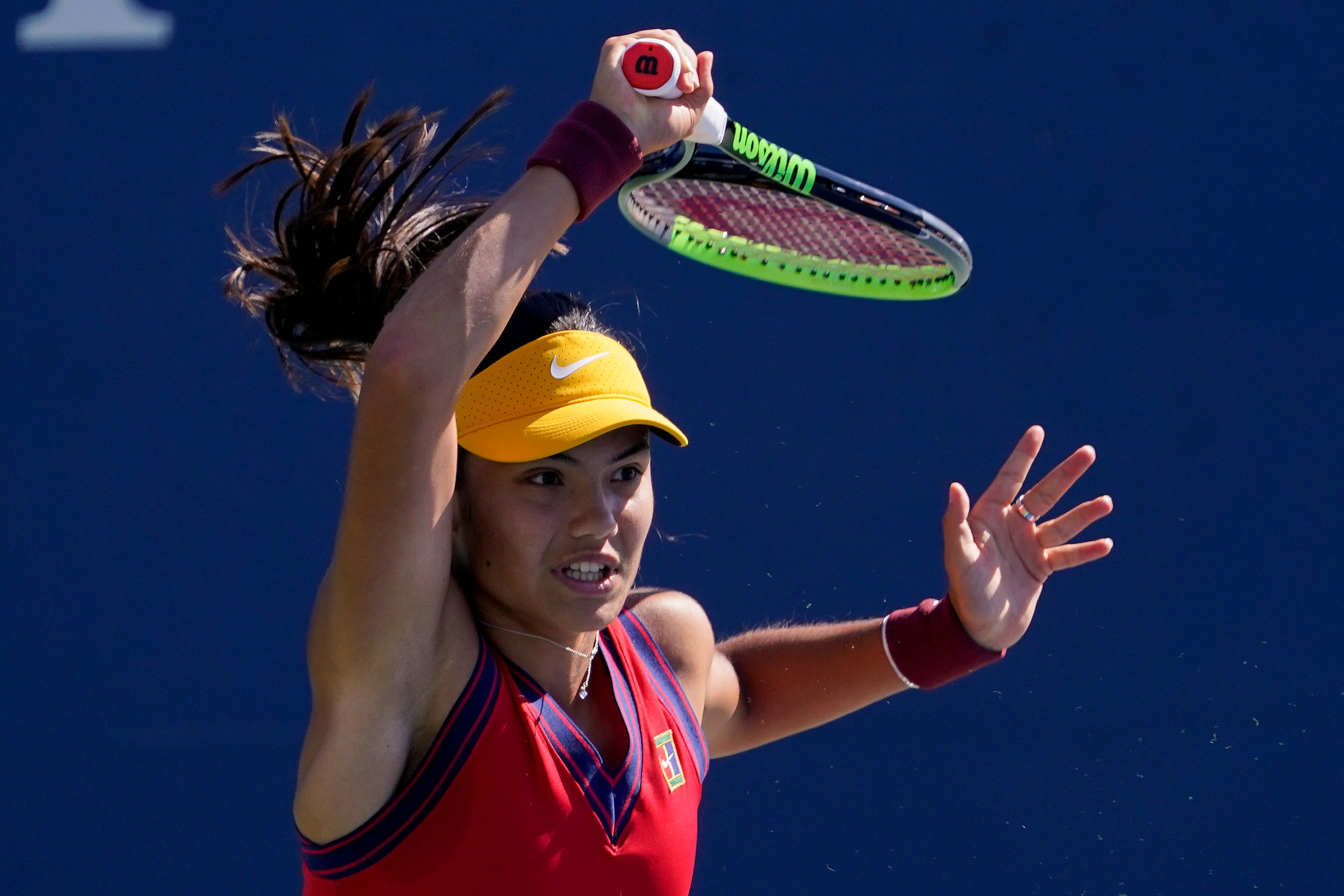 Emma Raducanu out-hit Sara Sorribes Tormo (Seth Wenig/AP)