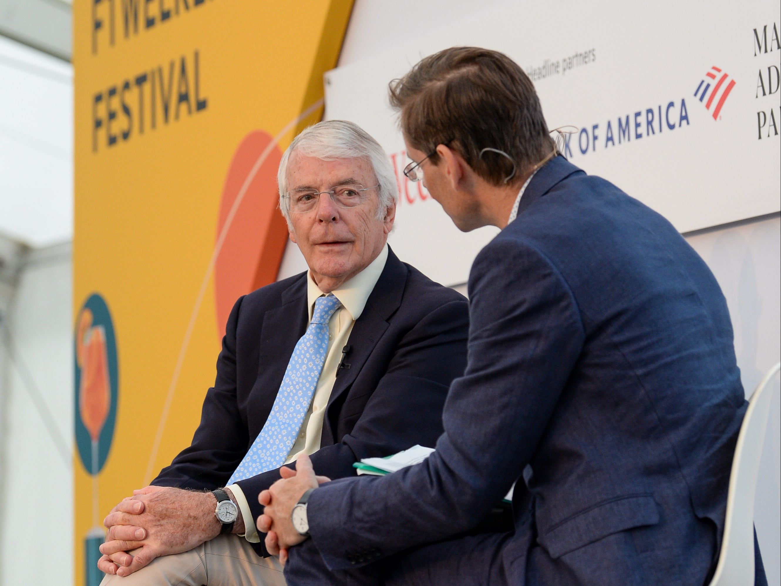 Sir John Major speaks to the FTWeekend’s editor Alec Russell earlier today