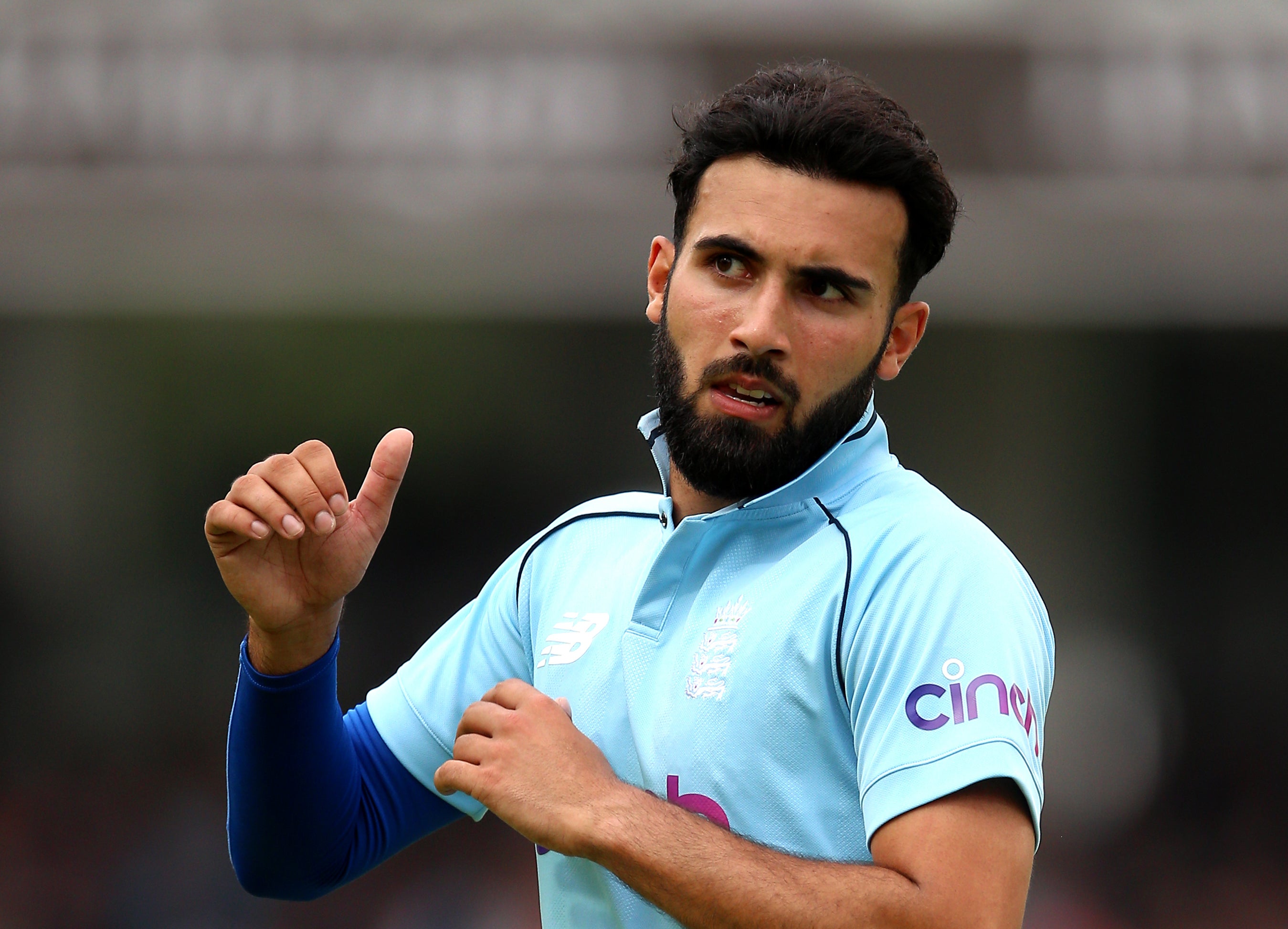 Saqib Mahmood was forced off with an apparent side strain (Nigel French/PA)