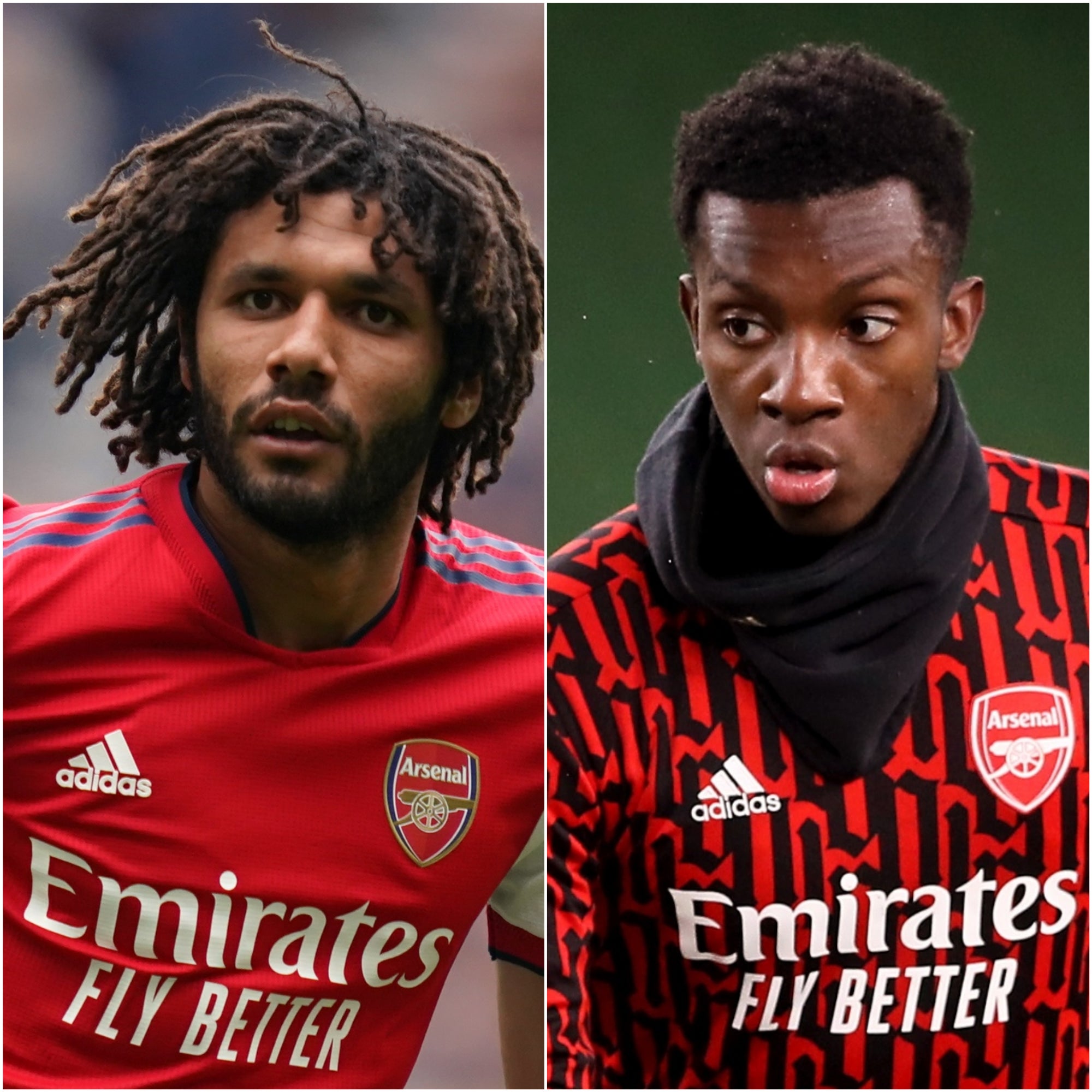 Mohamed Elneny and Eddie Nketiah (John Walton/Brian Lawless/PA)