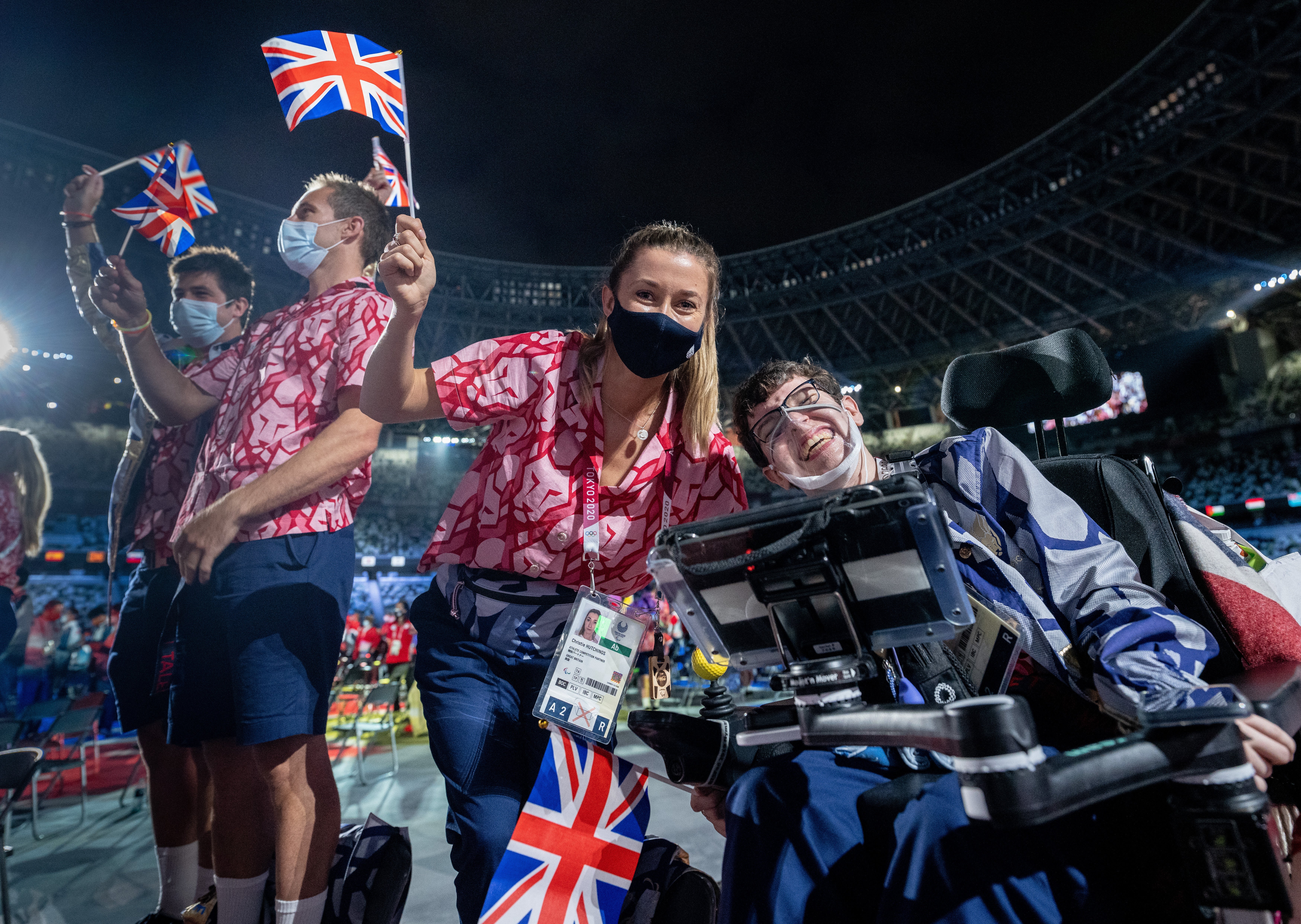 British Paralympians celebrate at the closing ceremony of the Tokyo Games on Sunday (Handout from OIS/PA Media)