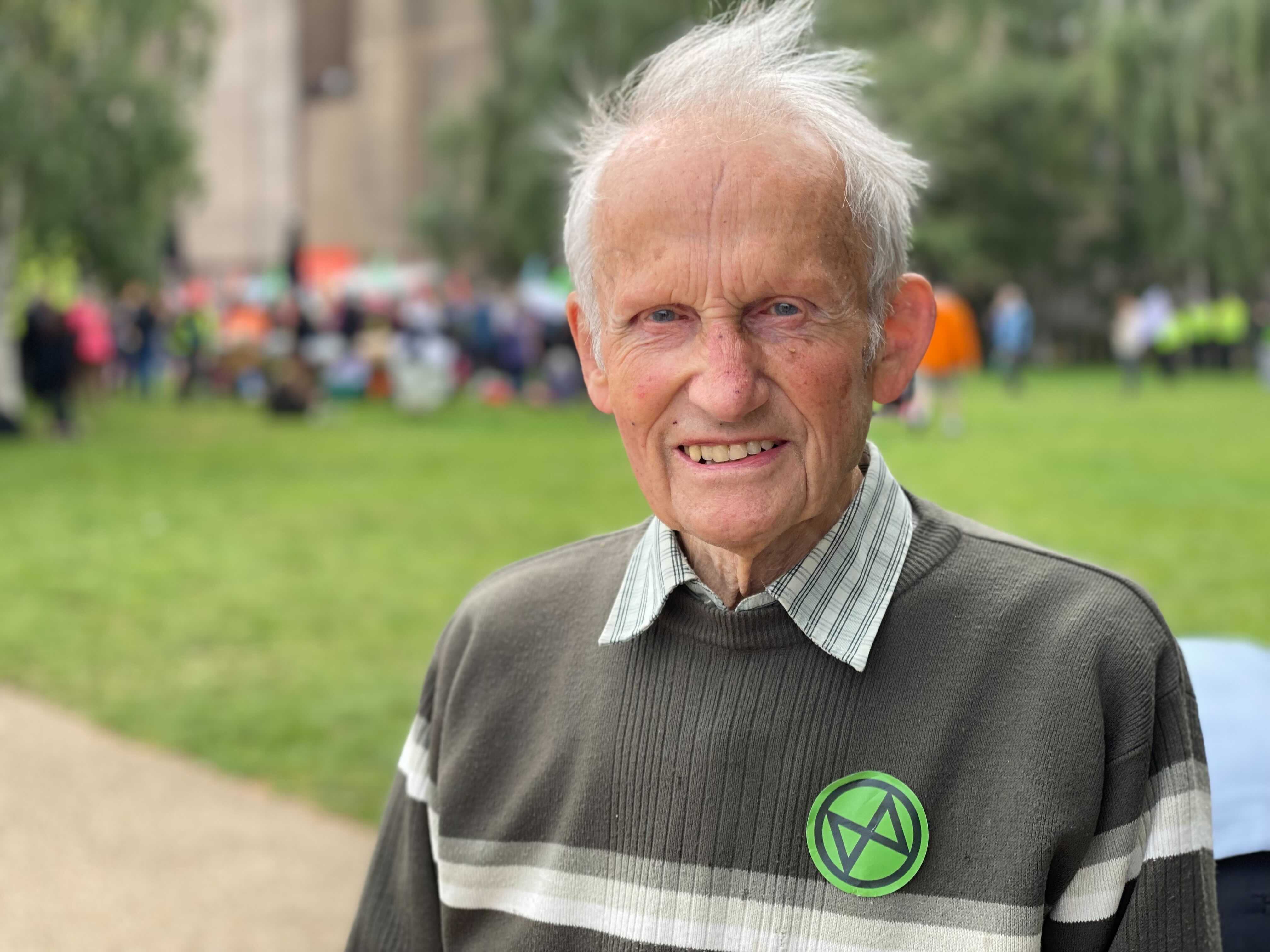 Arnold Pease, 93, a retired teacher, was arrested at a London climate protest for refusing to leave a road