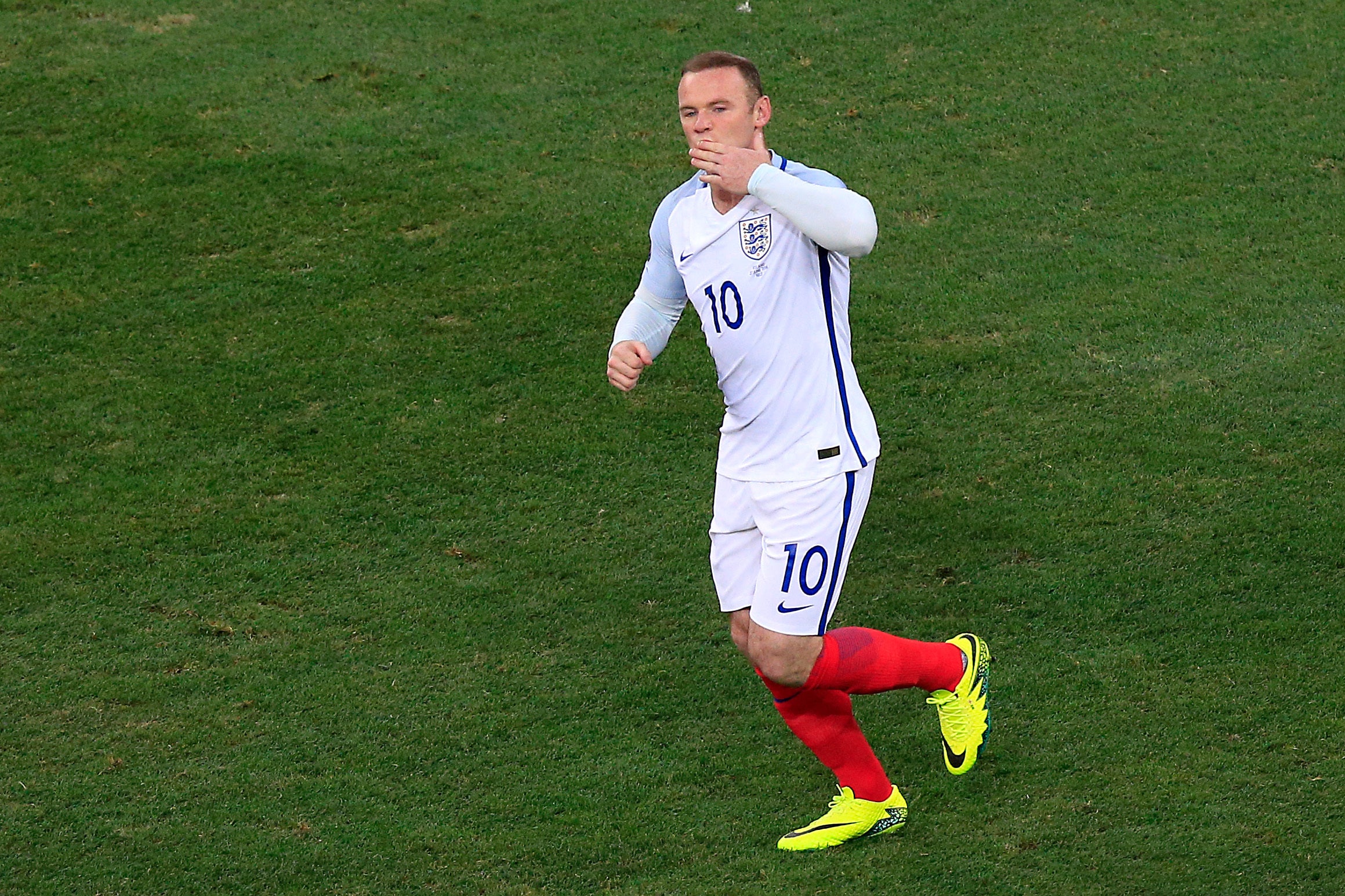 Wayne Rooney celebrates his 53rd and last England goal, against Iceland at Euro 2016 (Jonathan Brady/PA)