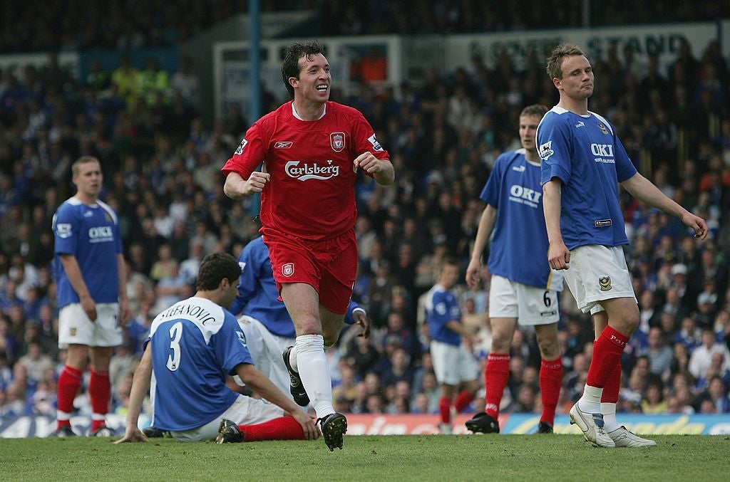 Robbie Fowler celebrates scoring for Liverpool