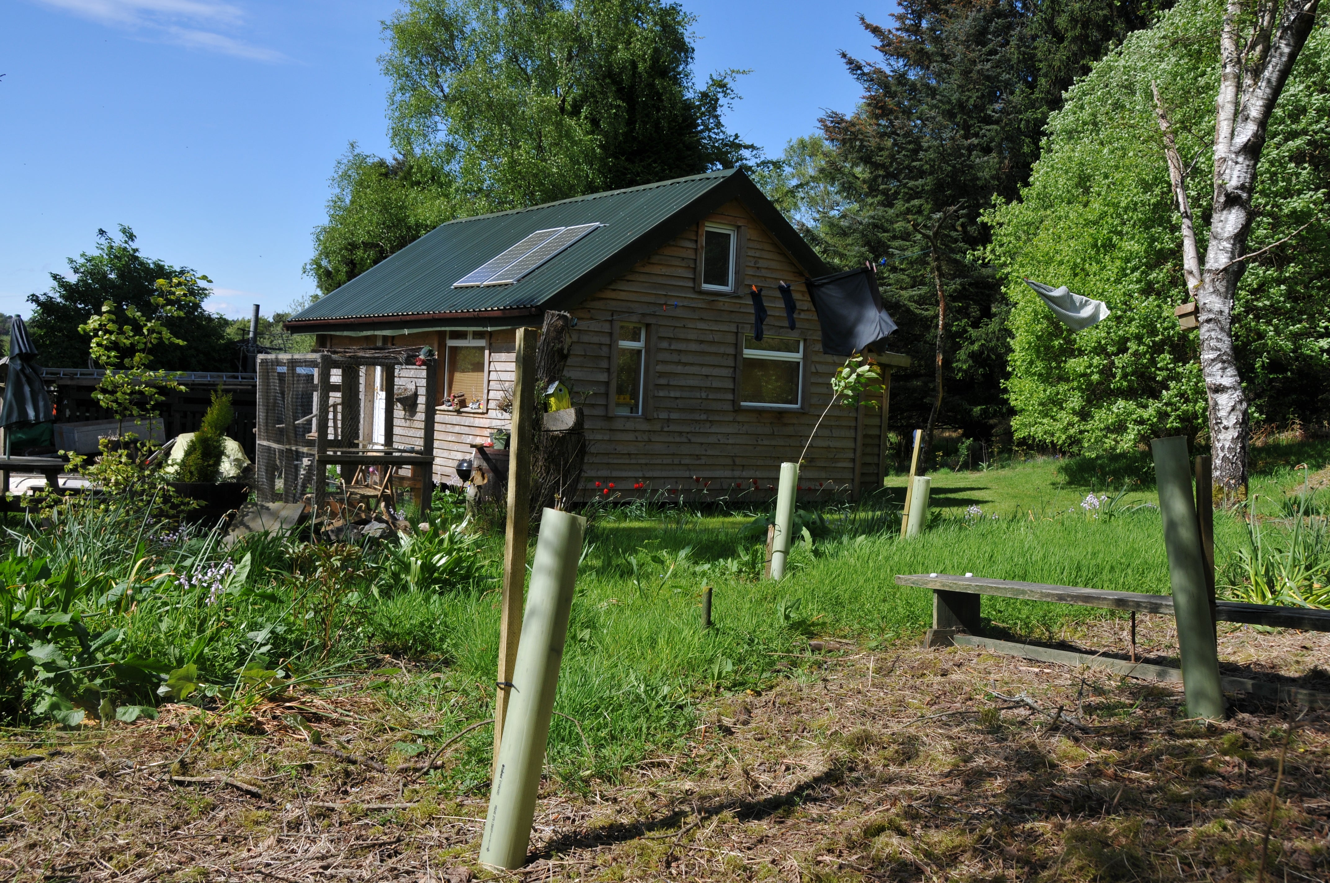 One of the simple, stripped-back huts for rent in the Scottish countryside