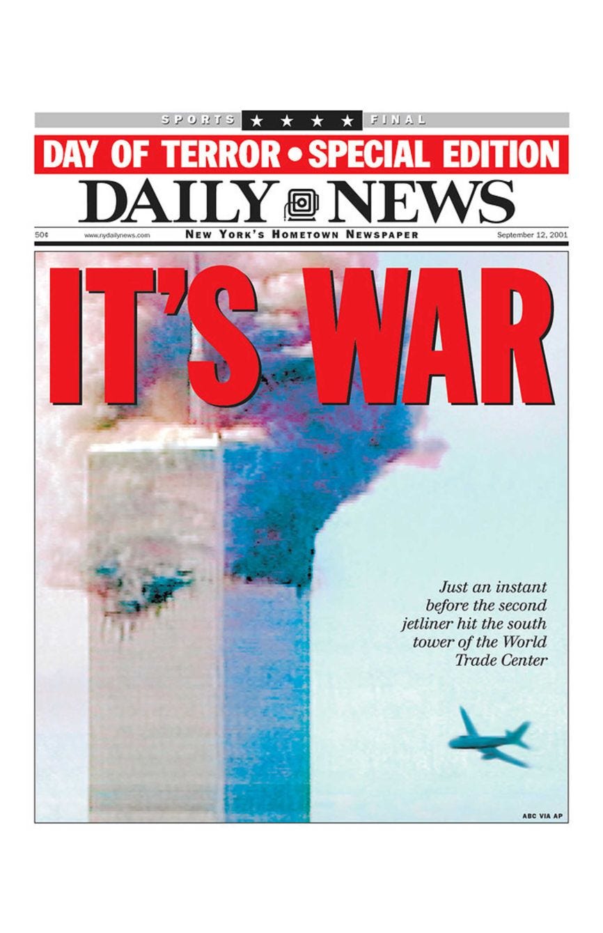 The New York Daily News’ front page on 12 September, 2001