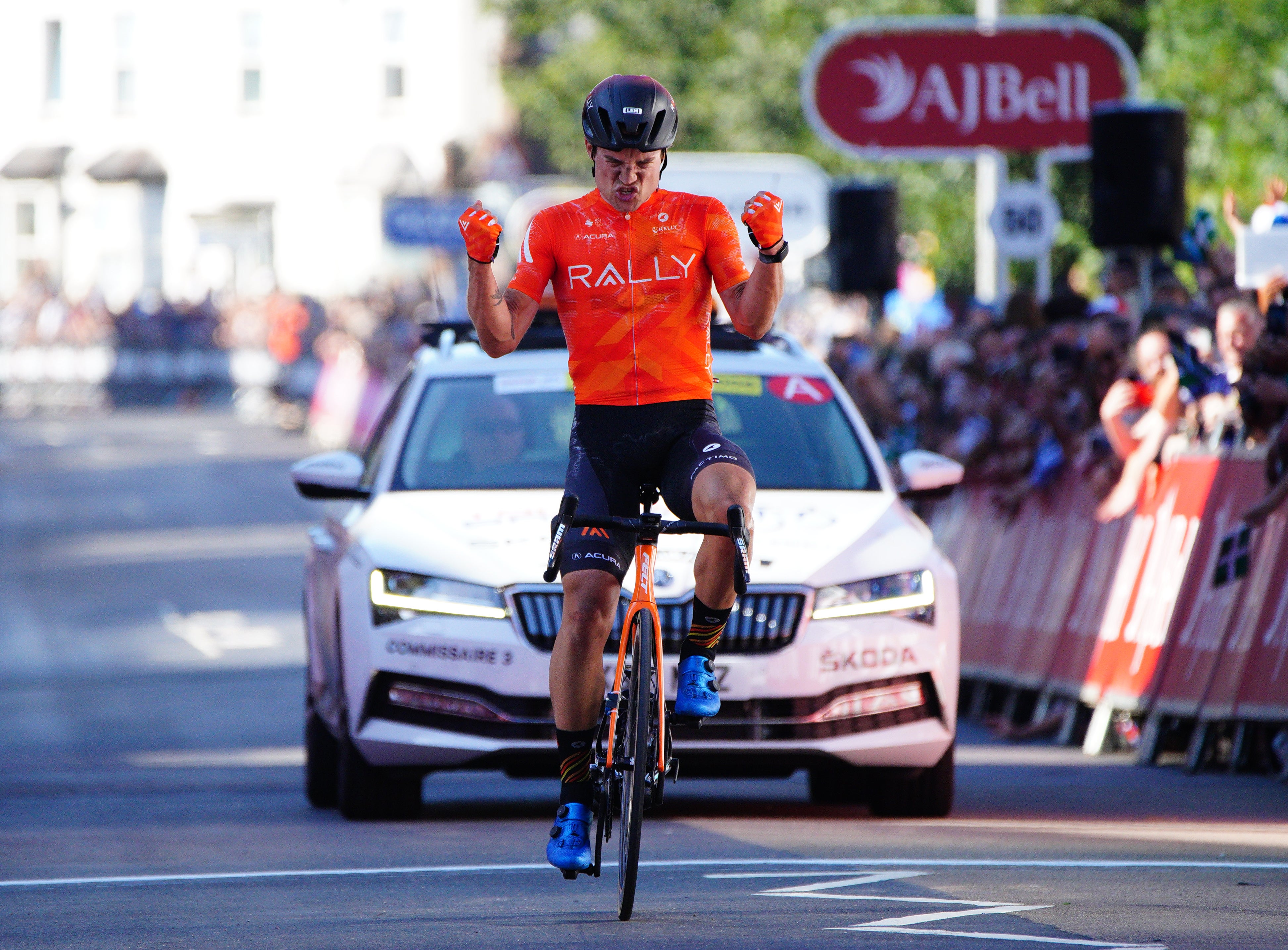 American Robin Carpenter showed great stamina to hold on for a breakaway victory in Exeter (Ben Birchall/PA)