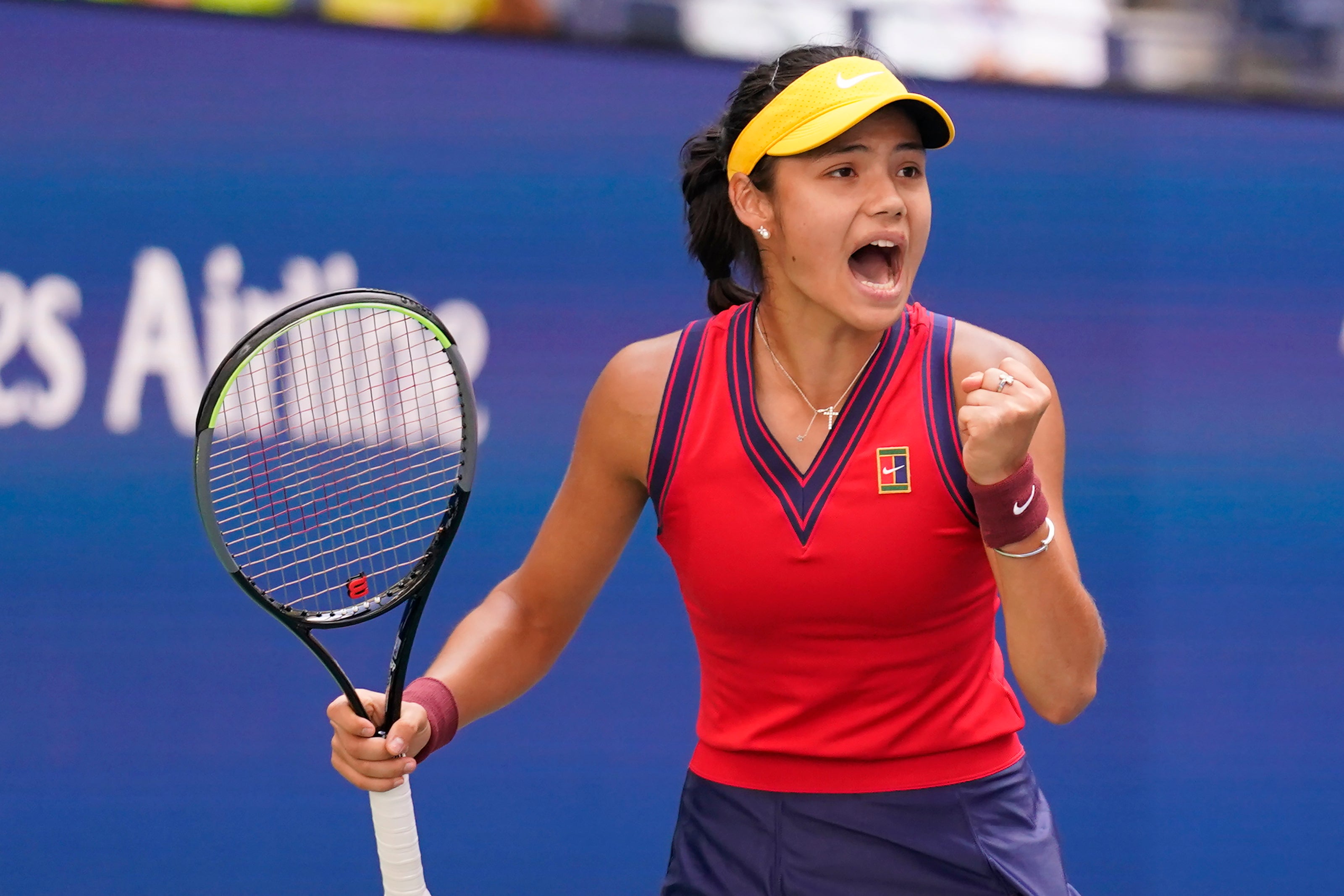 Emma Raducanu (pictured) has swept through the draw in New York but faces a big challenge against Belinda Bencic (Seth Wenig/AP)