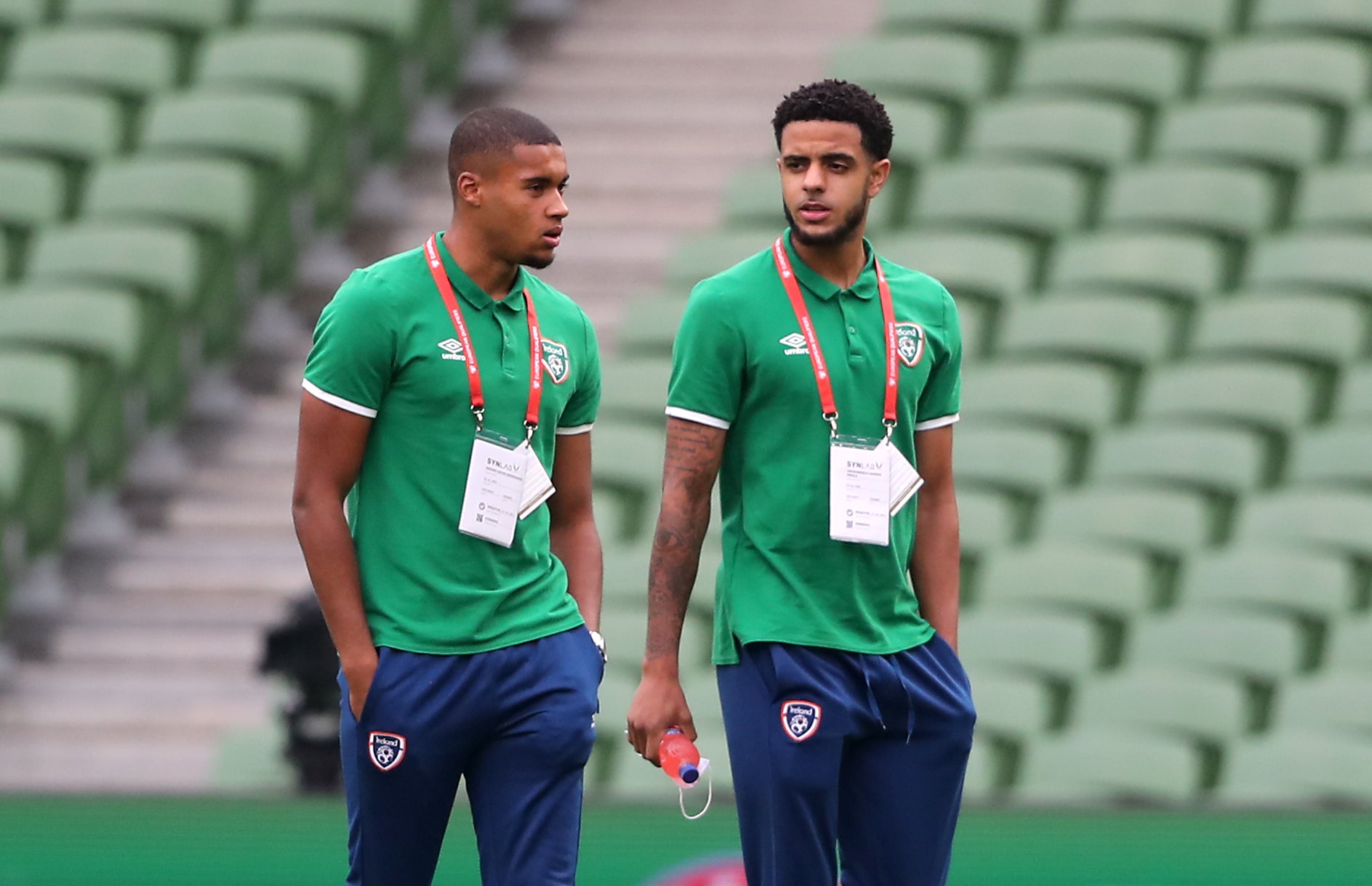 Republic of Ireland teenagers Andrew Omobamidele (right) and Gavin Bazunu starred in a 1-1 World Cup qualifier draw with Serbia (Niall Carson/PA)