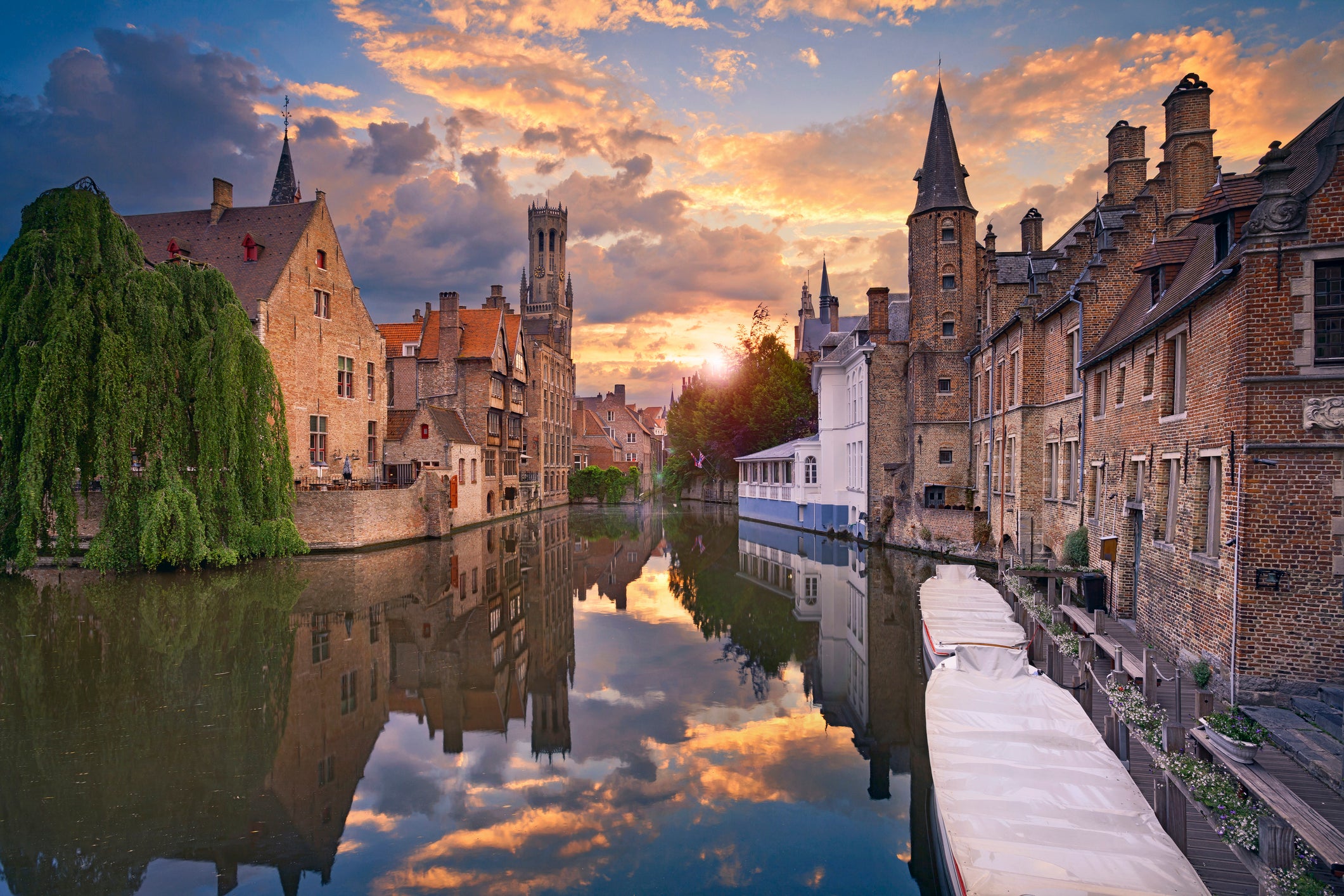 Bruges in Belgium at sunset